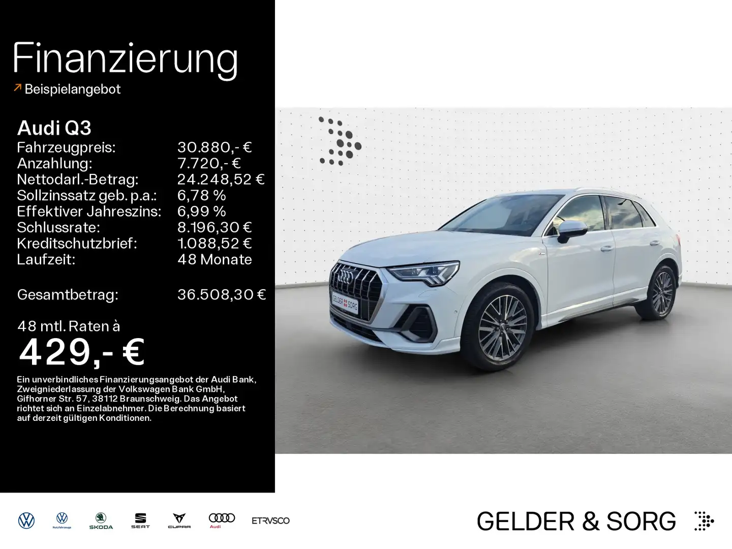 Audi Q3 2.0 TFSI S-line quattro 19Z*MATRIX*PANO*B&O*A Blanc - 1