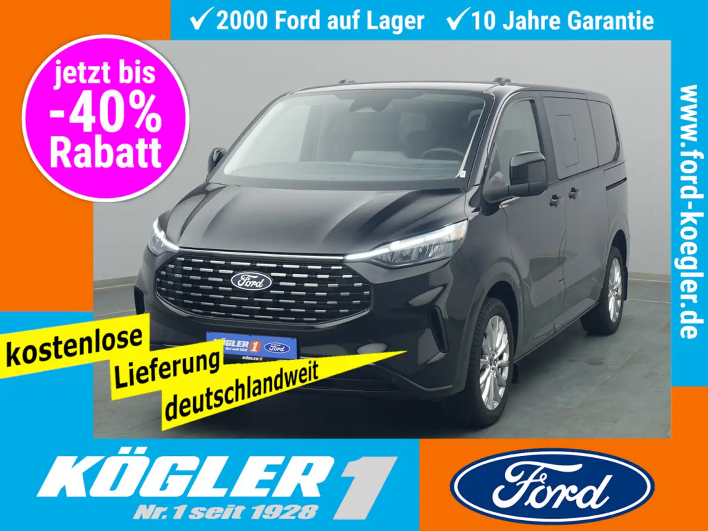 Ford Tourneo Custom 320 L1 Titanium 170PS Aut. Noir - 1