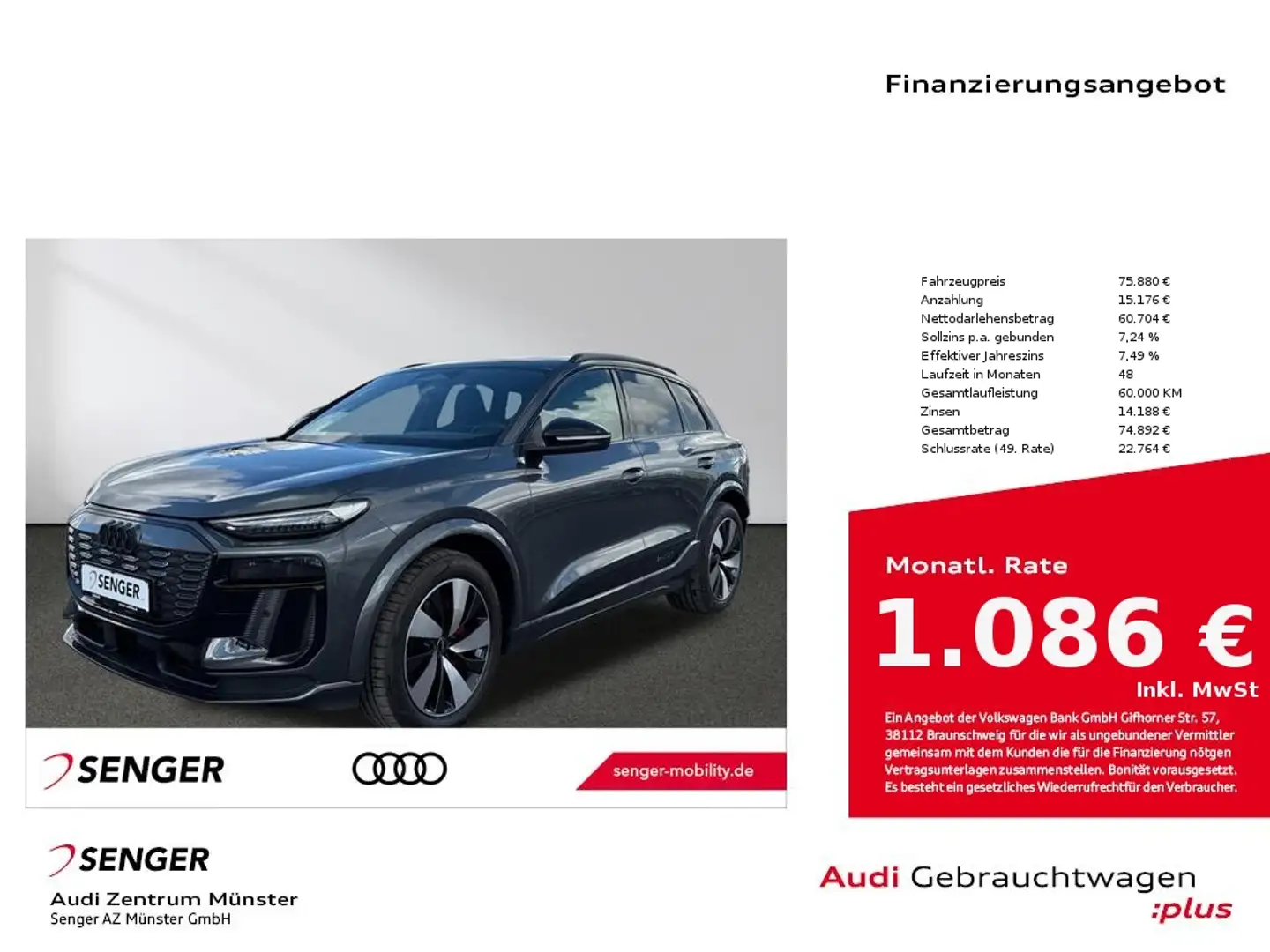 Audi Q6 55 e-tron quattro S line Matrix Leder B&O Gris - 1