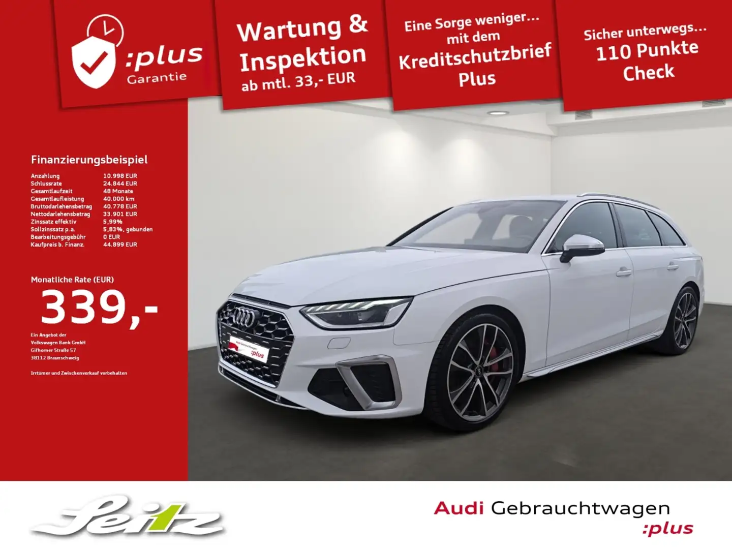 Audi S4 Avant 3.0 TDI quattro *AHK*MATRIX*STANDH*B&O* Weiß - 1