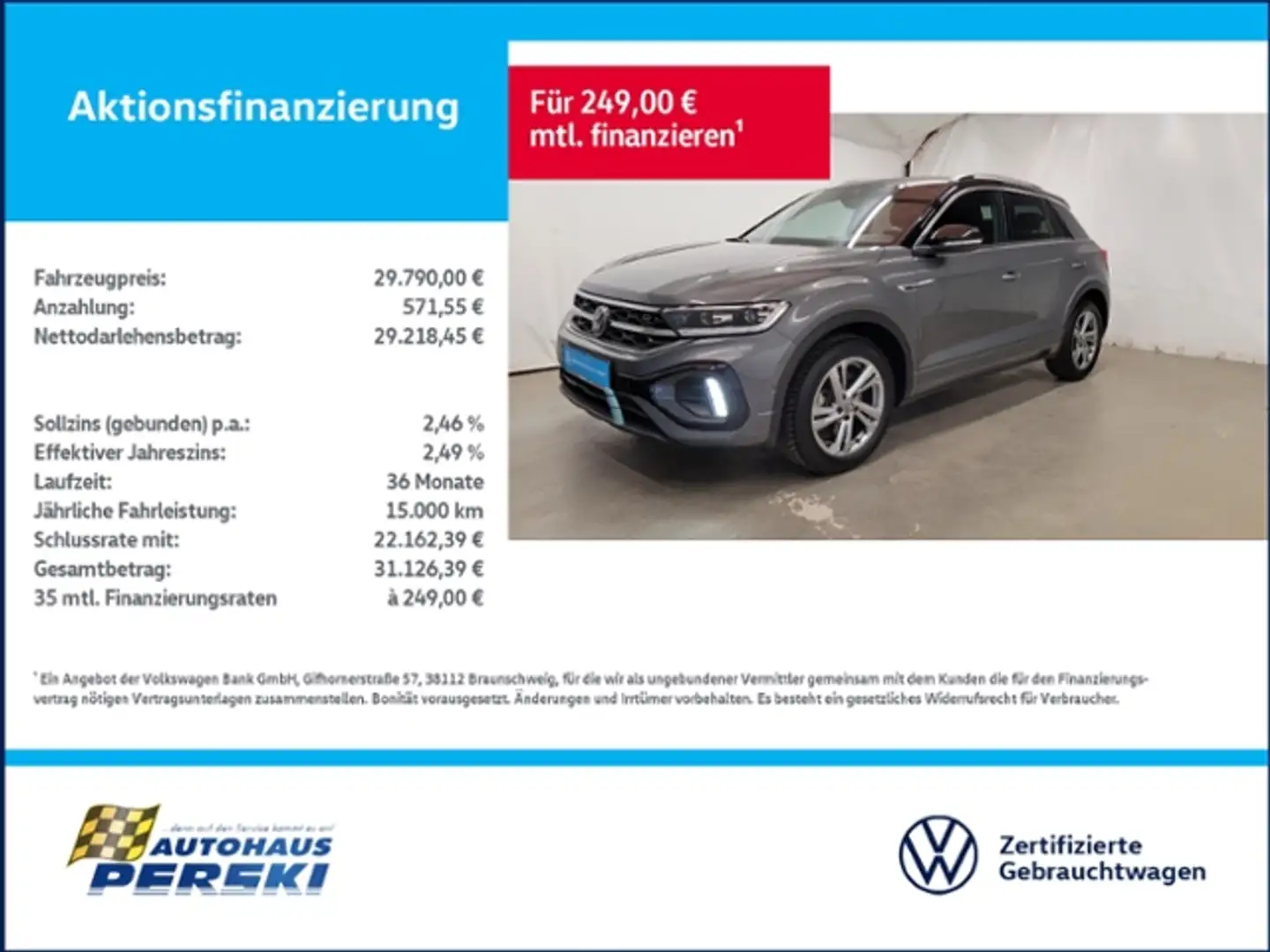 Volkswagen T-Roc 2.0 TDI R-Line DSG KLIMA, NAVI, LED, AHK Gris - 1