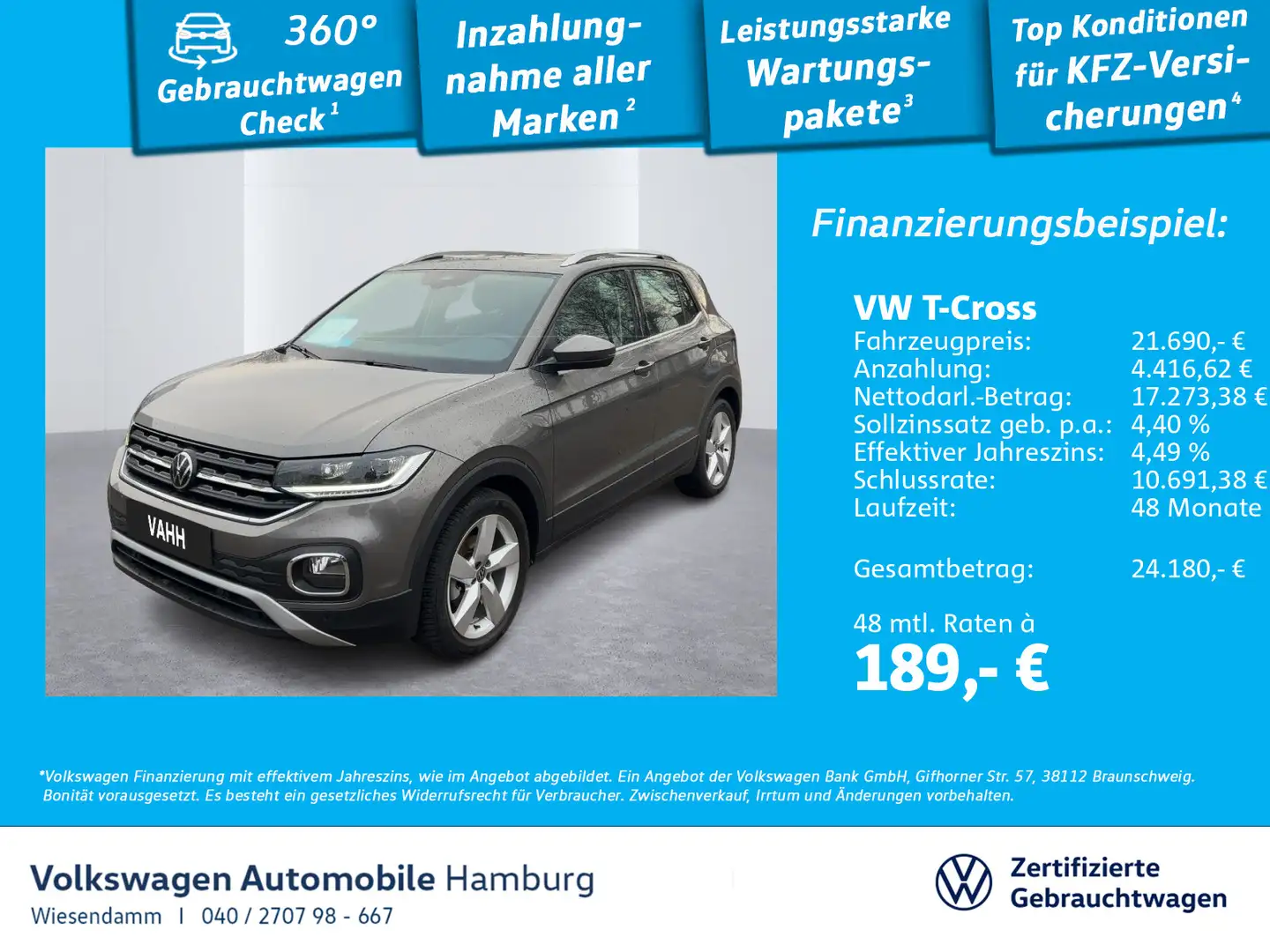 Volkswagen T-Cross 1.0 TSI DSG Style LED Sitzhzg. PDC APP Grau - 1