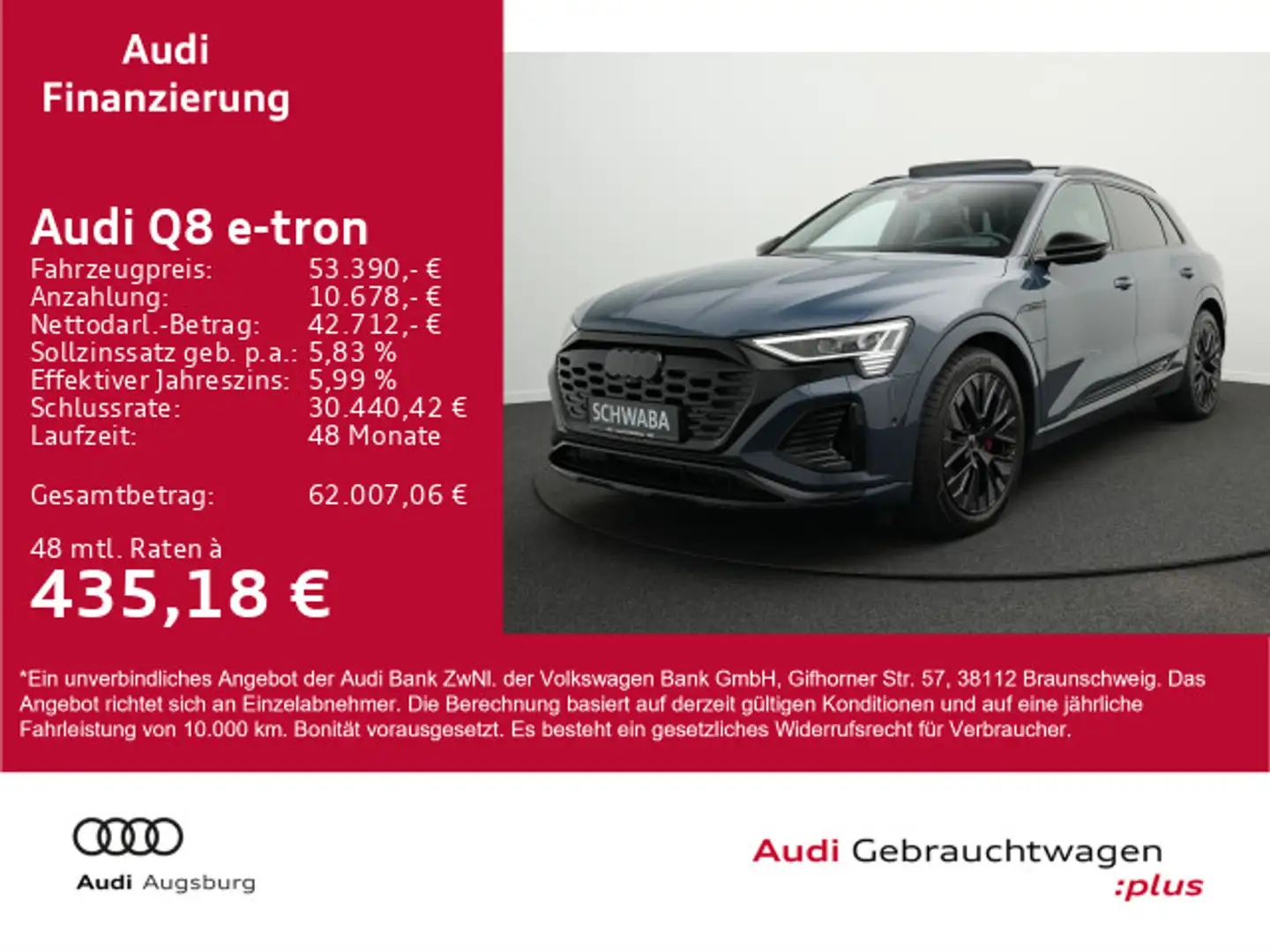 Audi Q8 e-tron 50 qu. 2x S line *MATRIX*PANO*B&O*HdUp Albastru - 1
