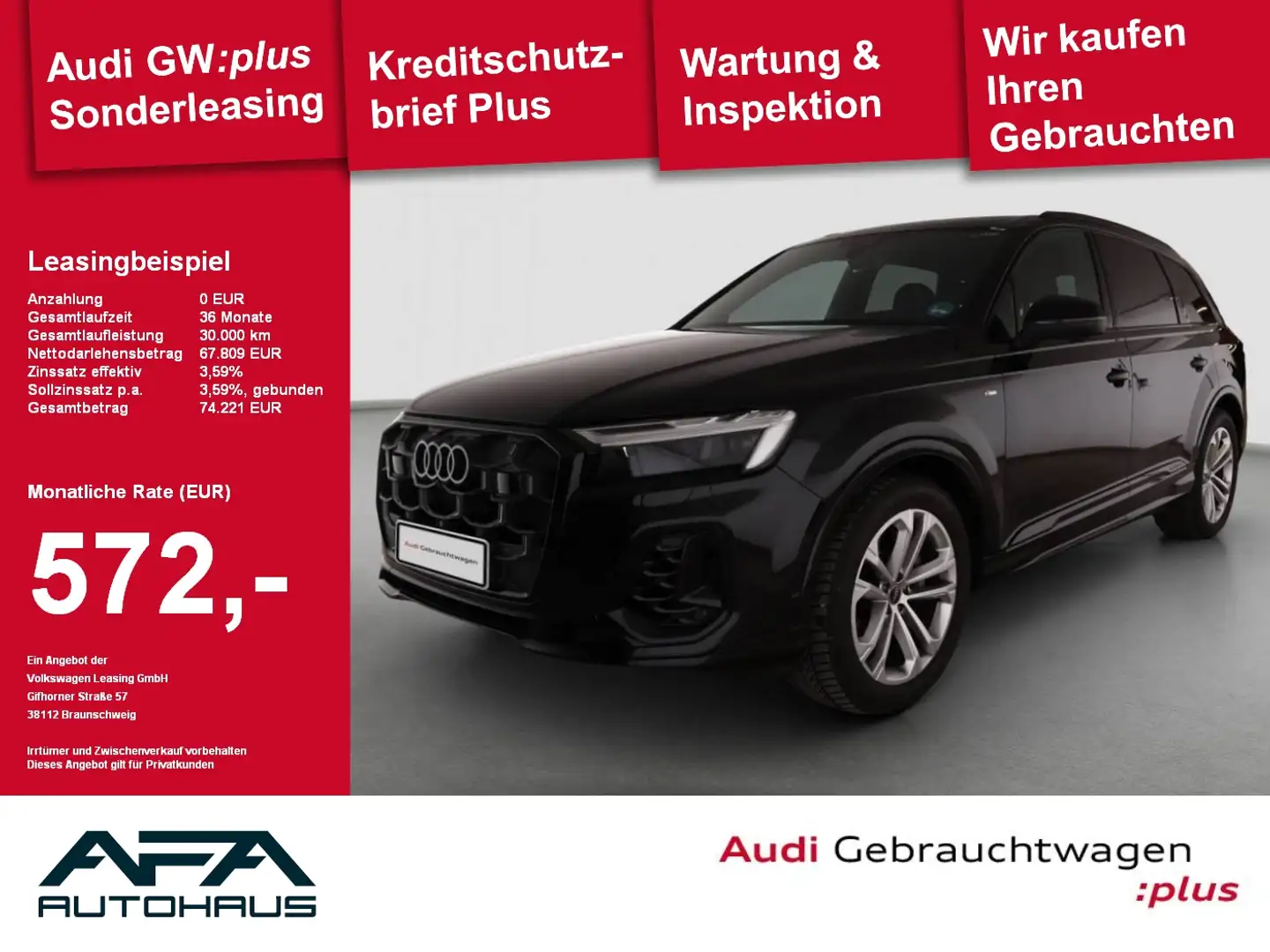 Audi Q7 55 TFSI qu. tiptr. S-Line*Luft*AHK*Pano*Opt.SW Schwarz - 1