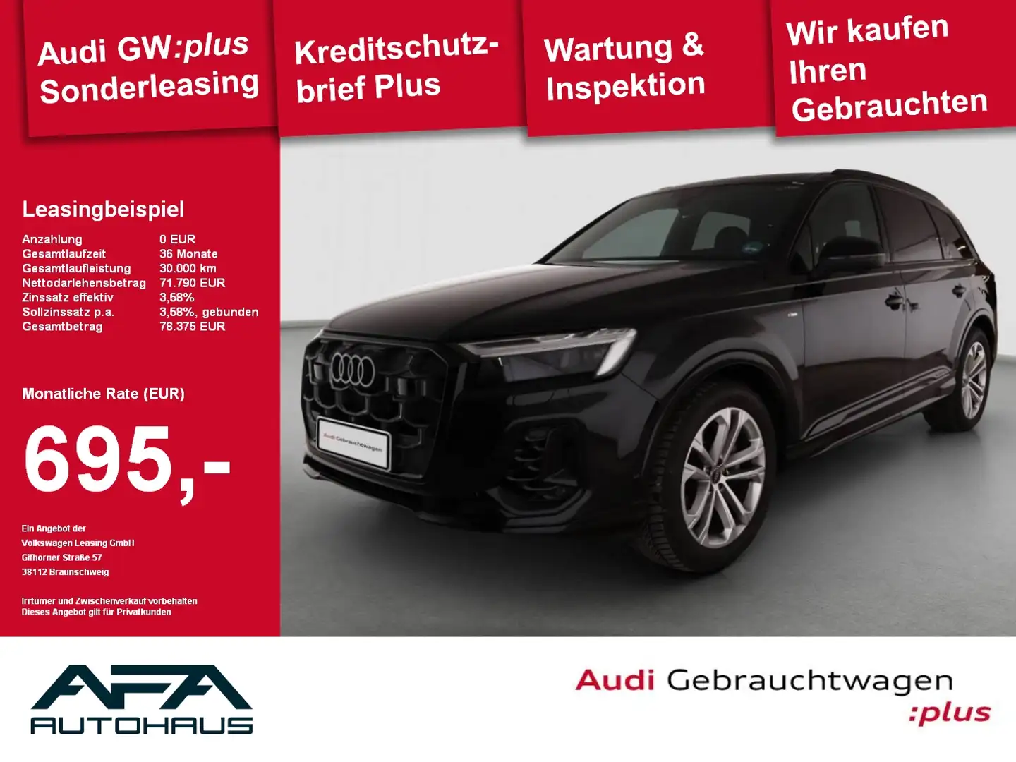 Audi Q7 55 TFSI qu. tiptr. S-Line*Luft*AHK*Pano*Opt.SW Schwarz - 1