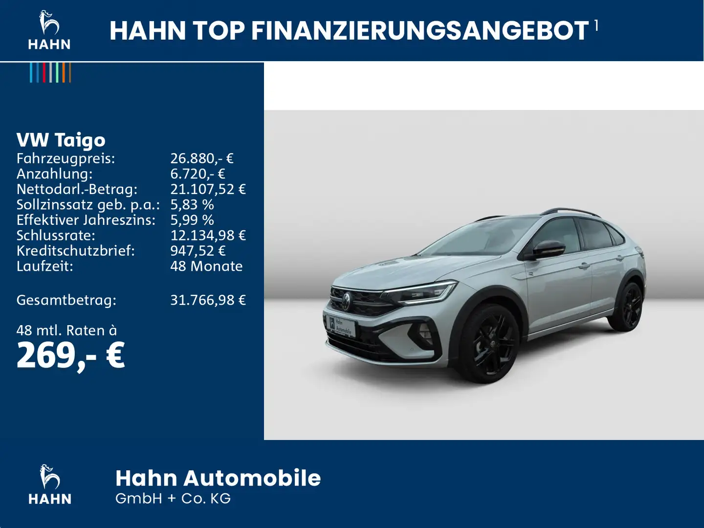 Volkswagen Taigo R-Line 1,0TSI 85kW DSG IQ KAMERA NAVI BLAC Silber - 2