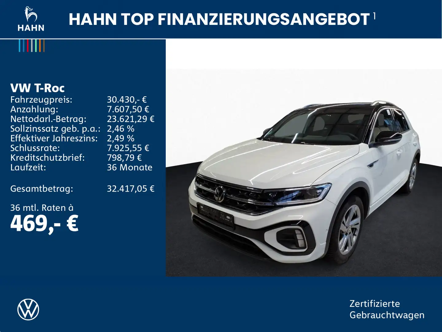 Volkswagen T-Roc 1.5TSI DSG R-Line ACC AHK Cam LED+ Navi Weiß - 2