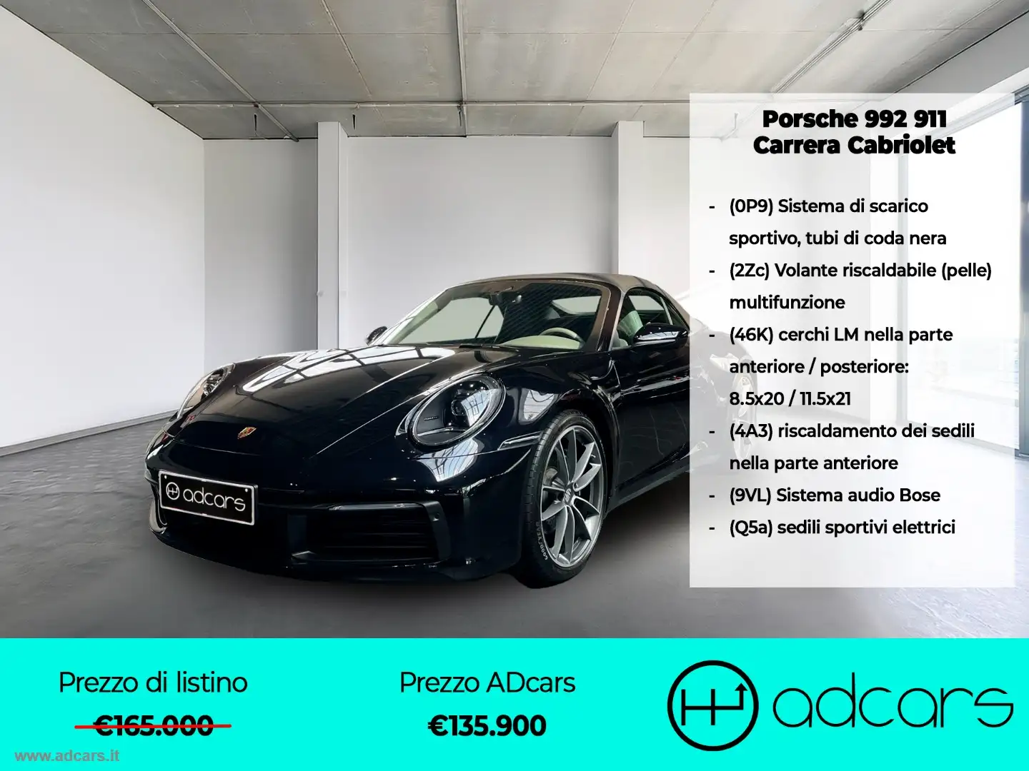 Porsche 911 Carrera Cabriolet BOSE + SEDILI/VOLANTE RISCALDABI Černá - 1
