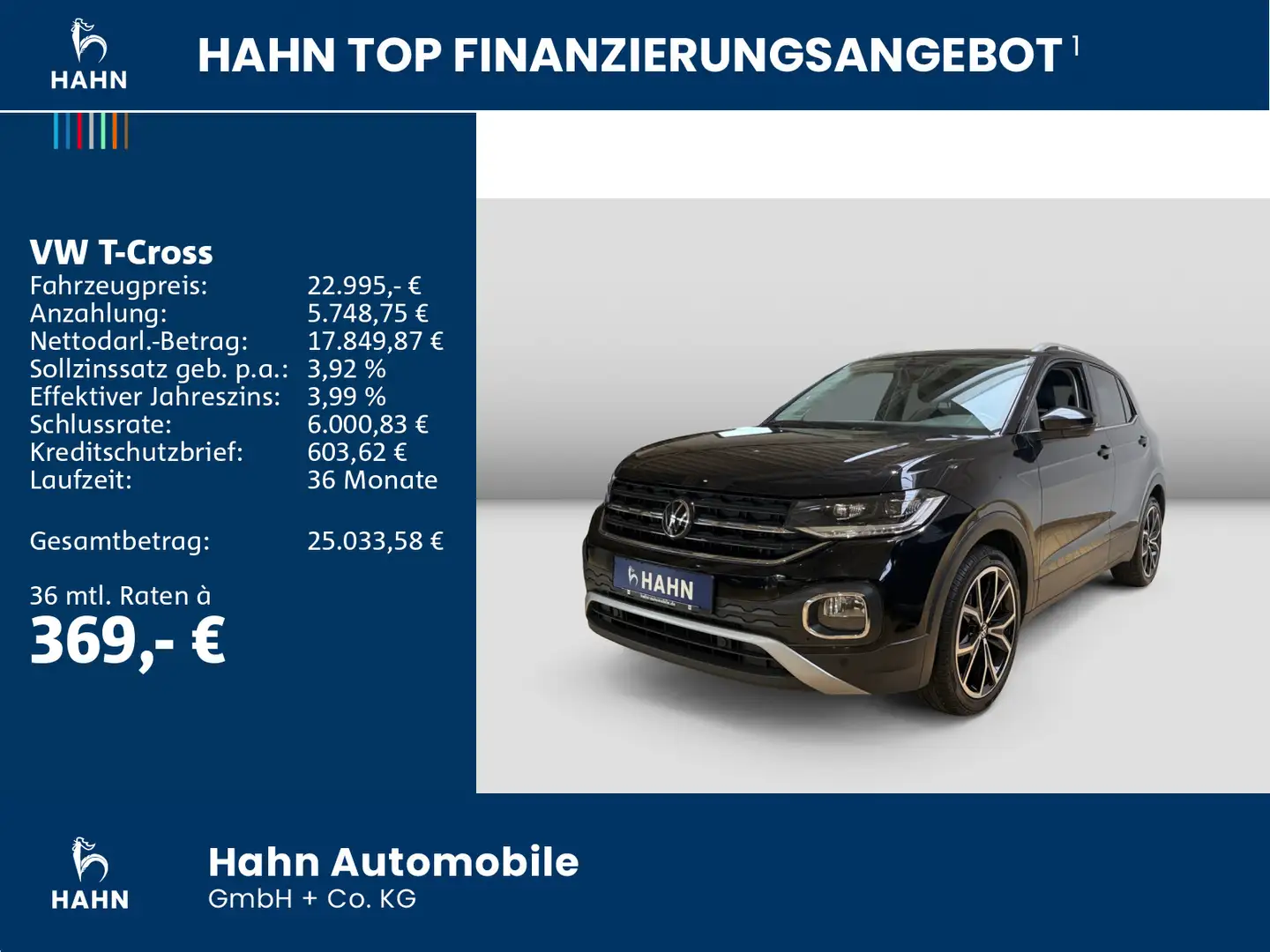 Volkswagen T-Cross 1.5TSI DSG Style LED Nav AHK ACC APP CAM Schwarz - 2