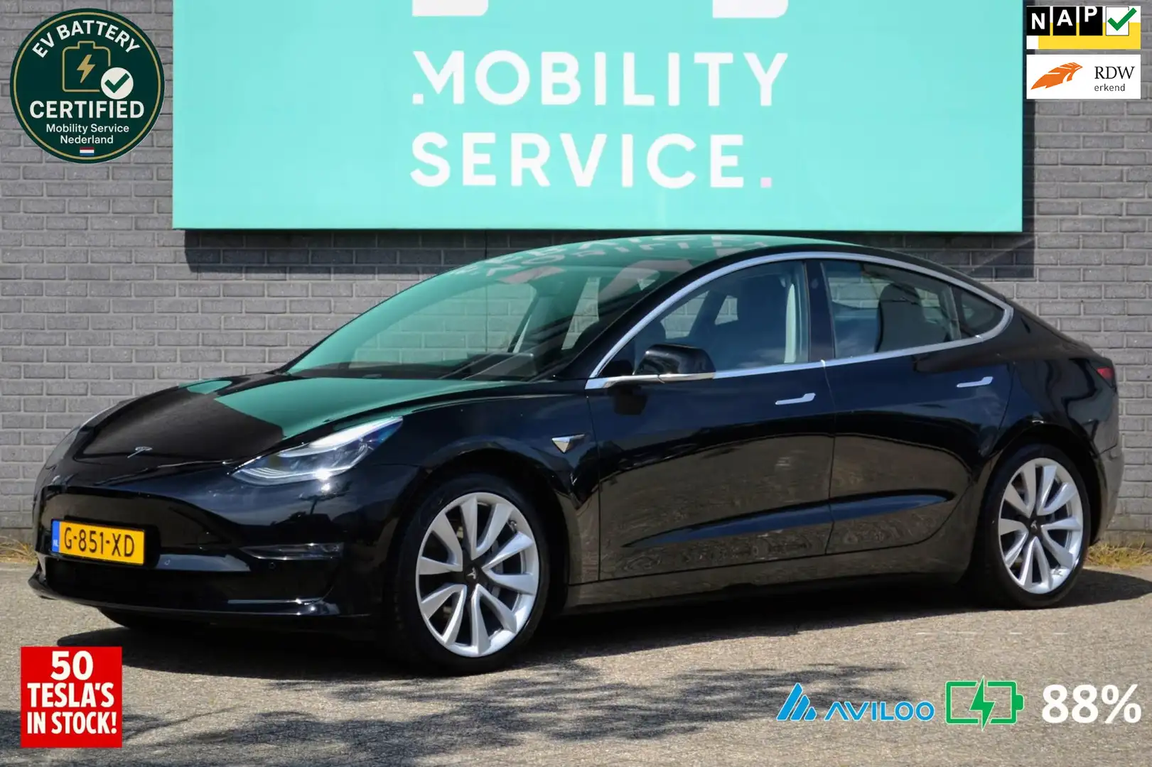 Tesla Model 3 Long Range AWD 75 kWh SOH88% Pano AutoPilot LED AC Zwart - 1