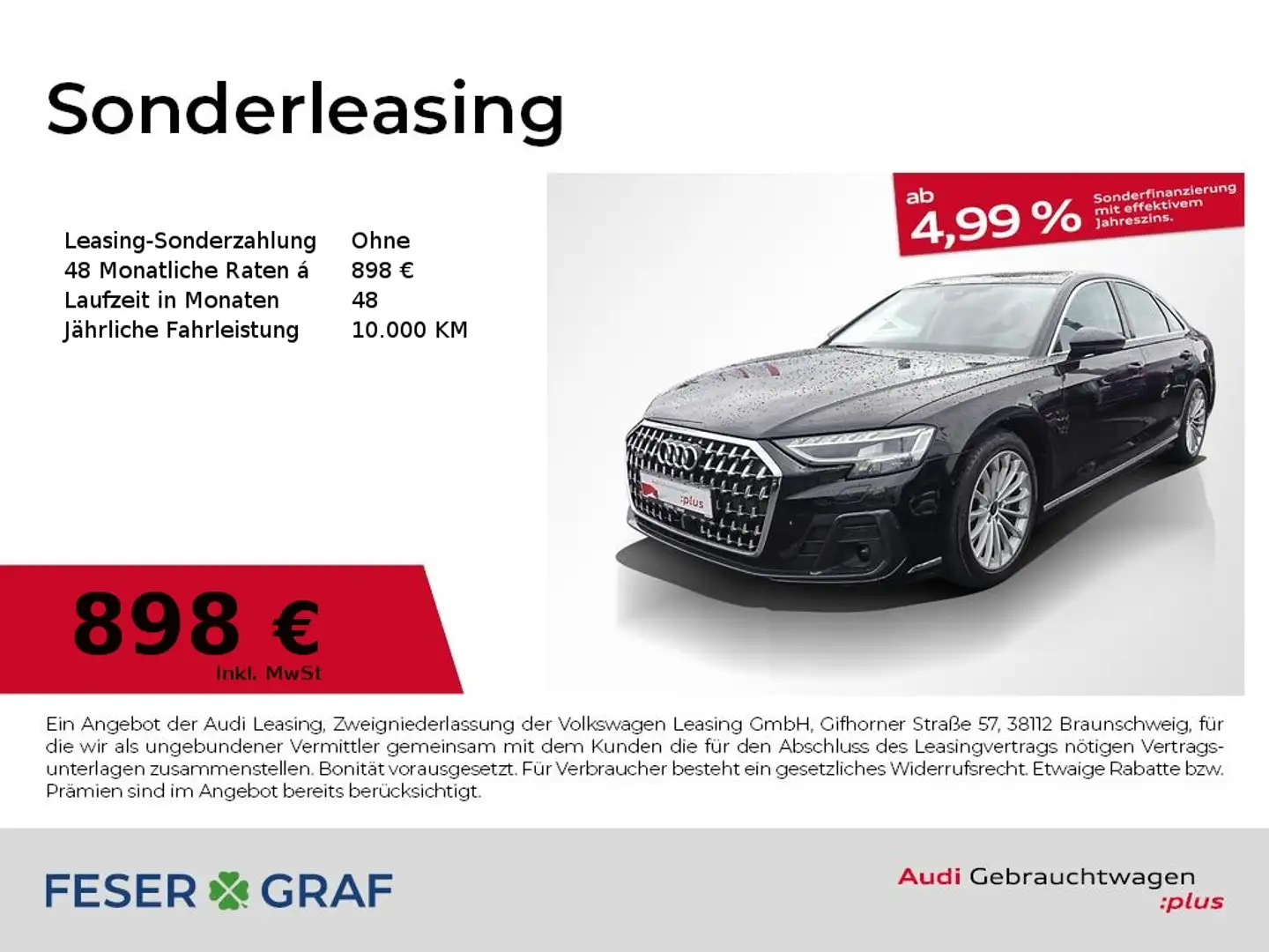 Audi A8 50 TDI quattro tiptronic Pano/HUD/360°/19 Schwarz - 1