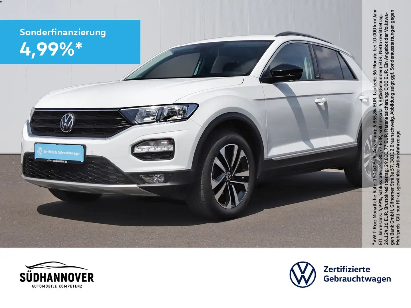Volkswagen T-Roc United 1.5 TSI AHK+NAVI+SHZ+PDC+ACC+GRA Weiß - 1