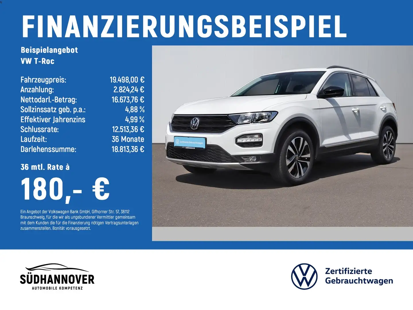Volkswagen T-Roc United 1.5 TSI AHK+NAVI+SHZ+PDC+ACC+GRA Weiß - 2