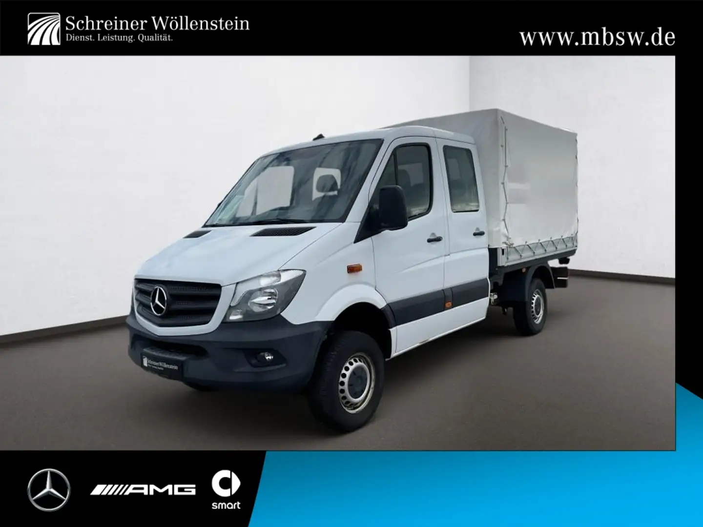 Mercedes-Benz Sprinter 314 DoKa Pritsche + Plane 4x4 Klima*AHK Weiß - 1