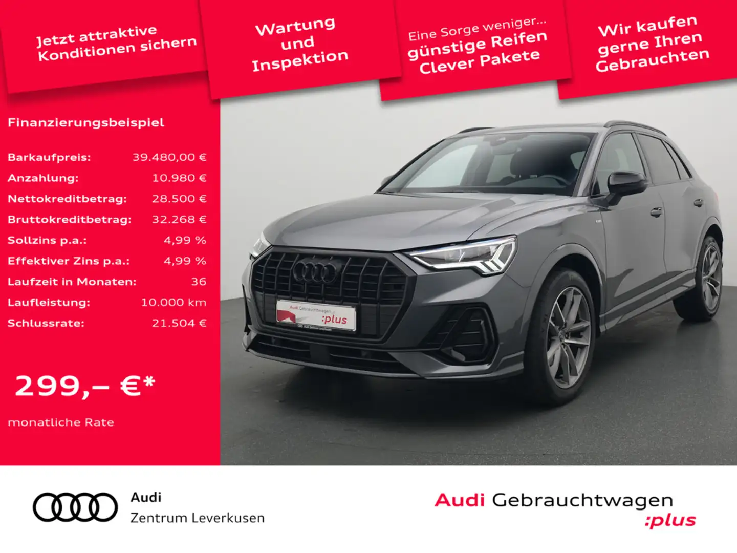 Audi Q3 S line S TRON PANO AHK ACC NAVI VIRT KAM Grau - 1