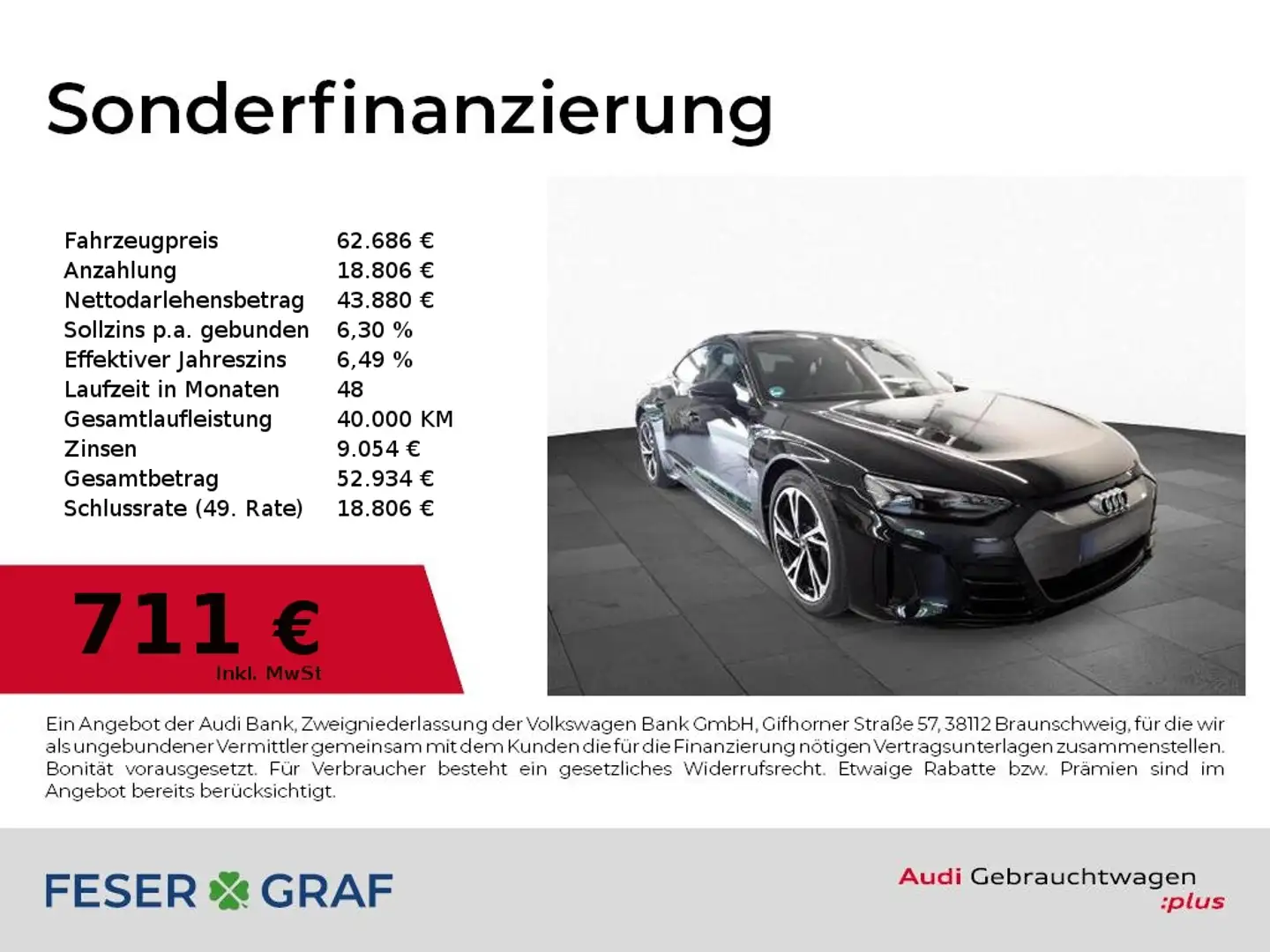 Audi e-tron GT qu Pano,Navi,LED,B&O,Leder Zwart - 1