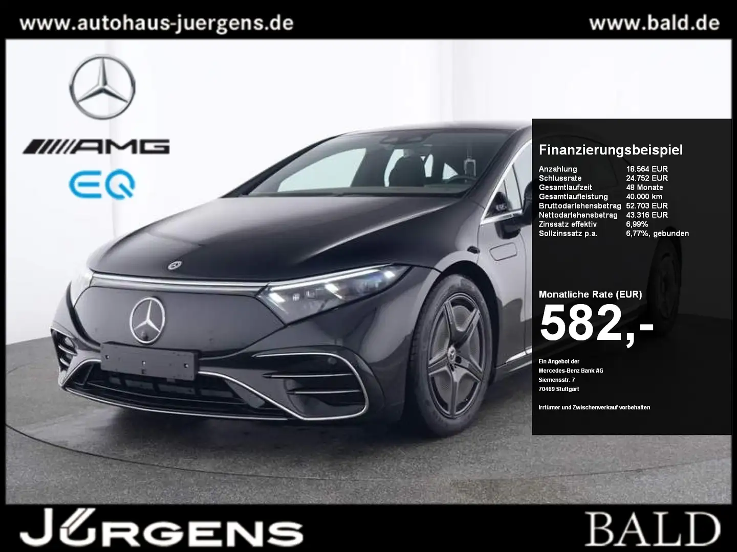 Mercedes-Benz EQS 350 AMG-Sport/360/Pano/Burm/Sitzklima/Distr Чорний - 1