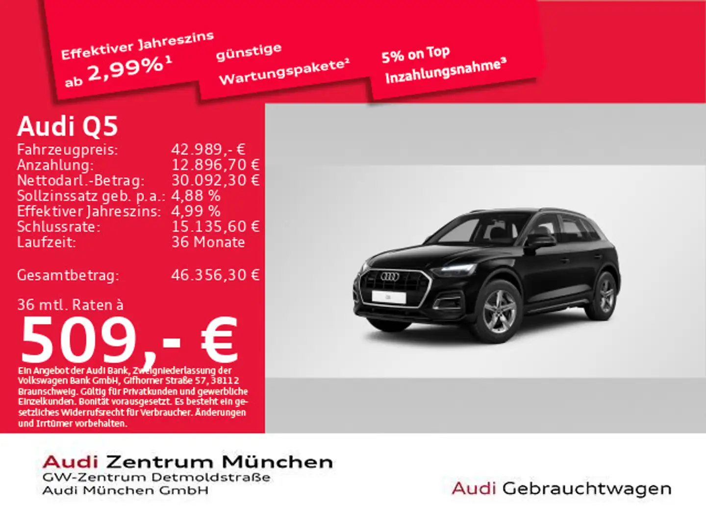 Audi Q5 40 TDI qu. S tronic AHK/Virtual+/HuD/Navi+/PD Schwarz - 1