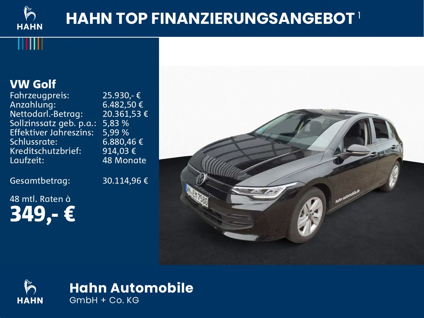 Volkswagen Golf VIII 1.5 eTSI DSG Life Navi LED CAM ACC PDC Schwarz - 2