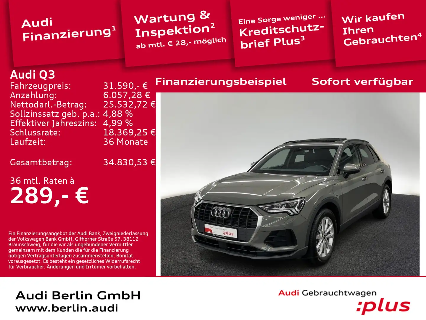 Audi Q3 45 TFSI e S tr. AHK MATRIX NAVI RFK PANO VIRT Grau - 1