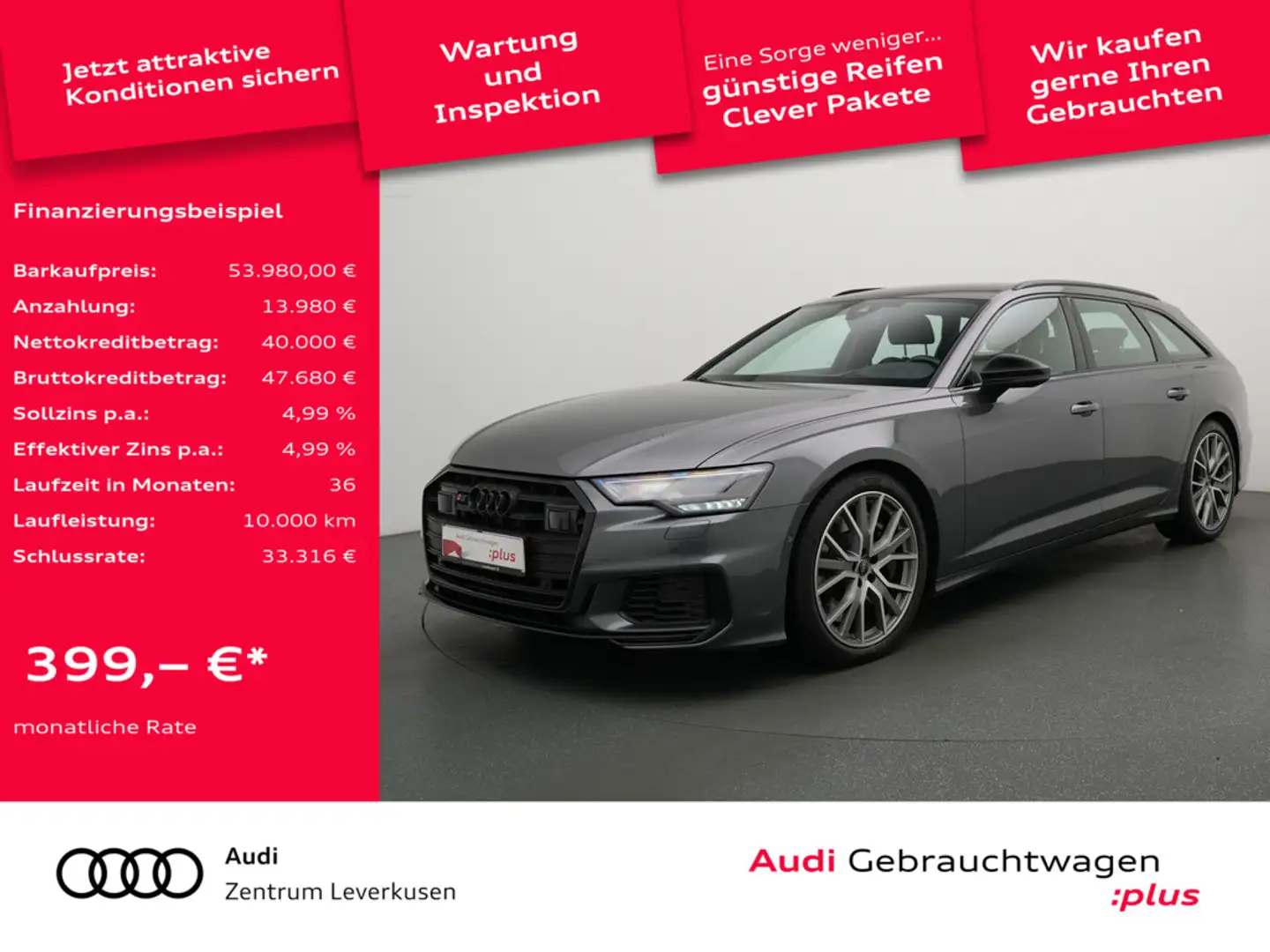 Audi S6 Avant PANO AHK MEMORY ACC NAVI HUD LEDER V Grau - 1
