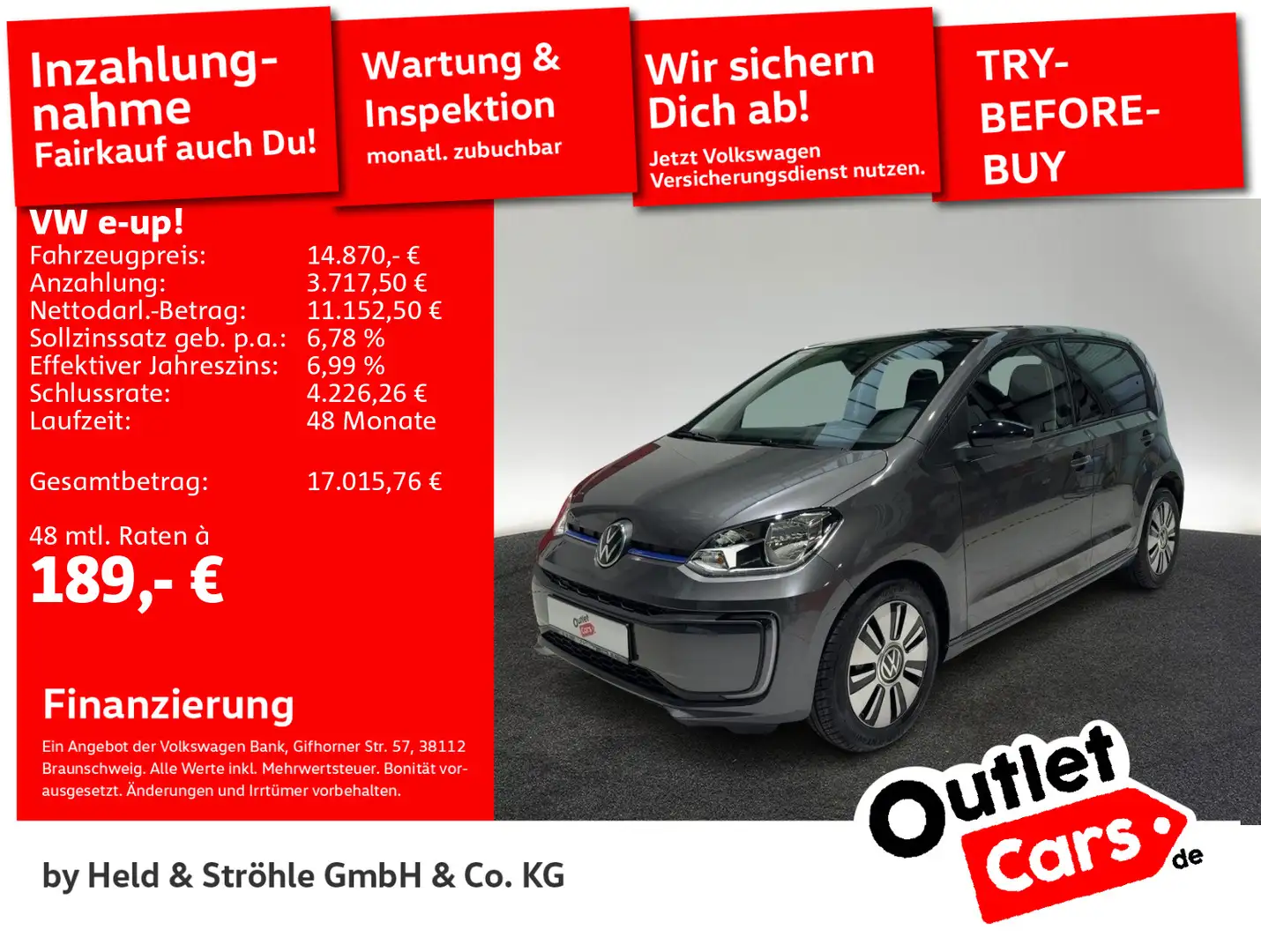 Volkswagen e-up! Style Plus KAM PDC SHZ CCS GRA DAB+ Grijs - 1