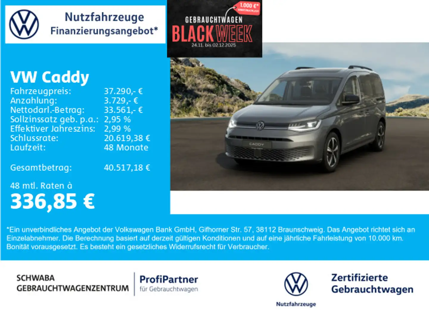 Volkswagen Caddy "Dark Label" 1.5 TSI DSG PANO*AHK*ACC*17" Grau - 1