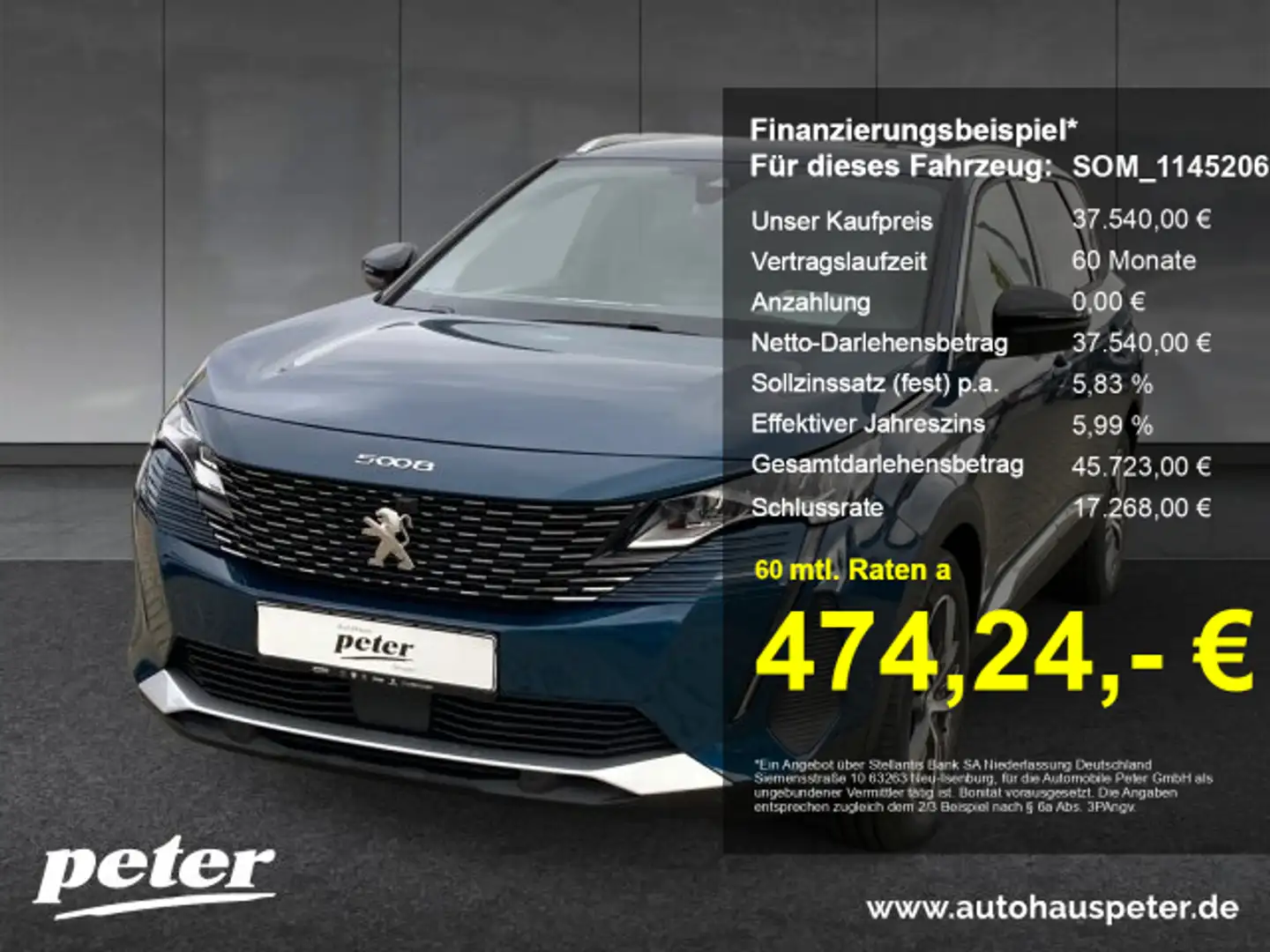 Peugeot 5008 5008 Allure Pack Hybrid 136 SHZ+Kamera 360+LED+ Blau - 1