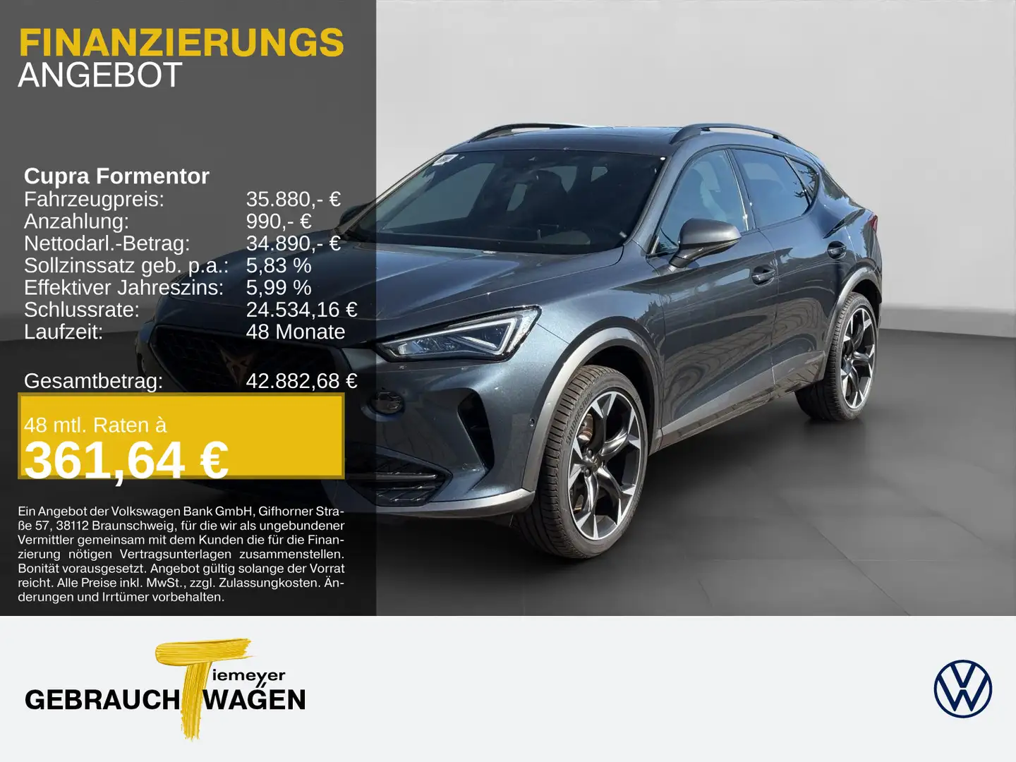 CUPRA Formentor 2.0 TSI DSG 4D VZ PANO REAR VIEW NAVI Grau - 1