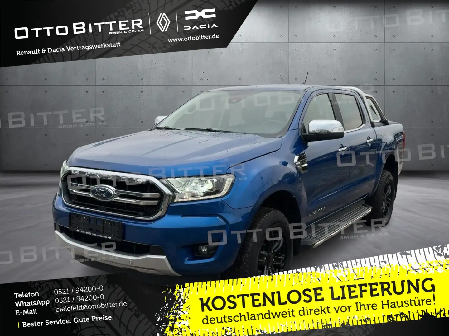 Ford Ranger 2.0 TDCi Panther LIMITED 4x4 DoKa AHK3,5t Mavi - 1