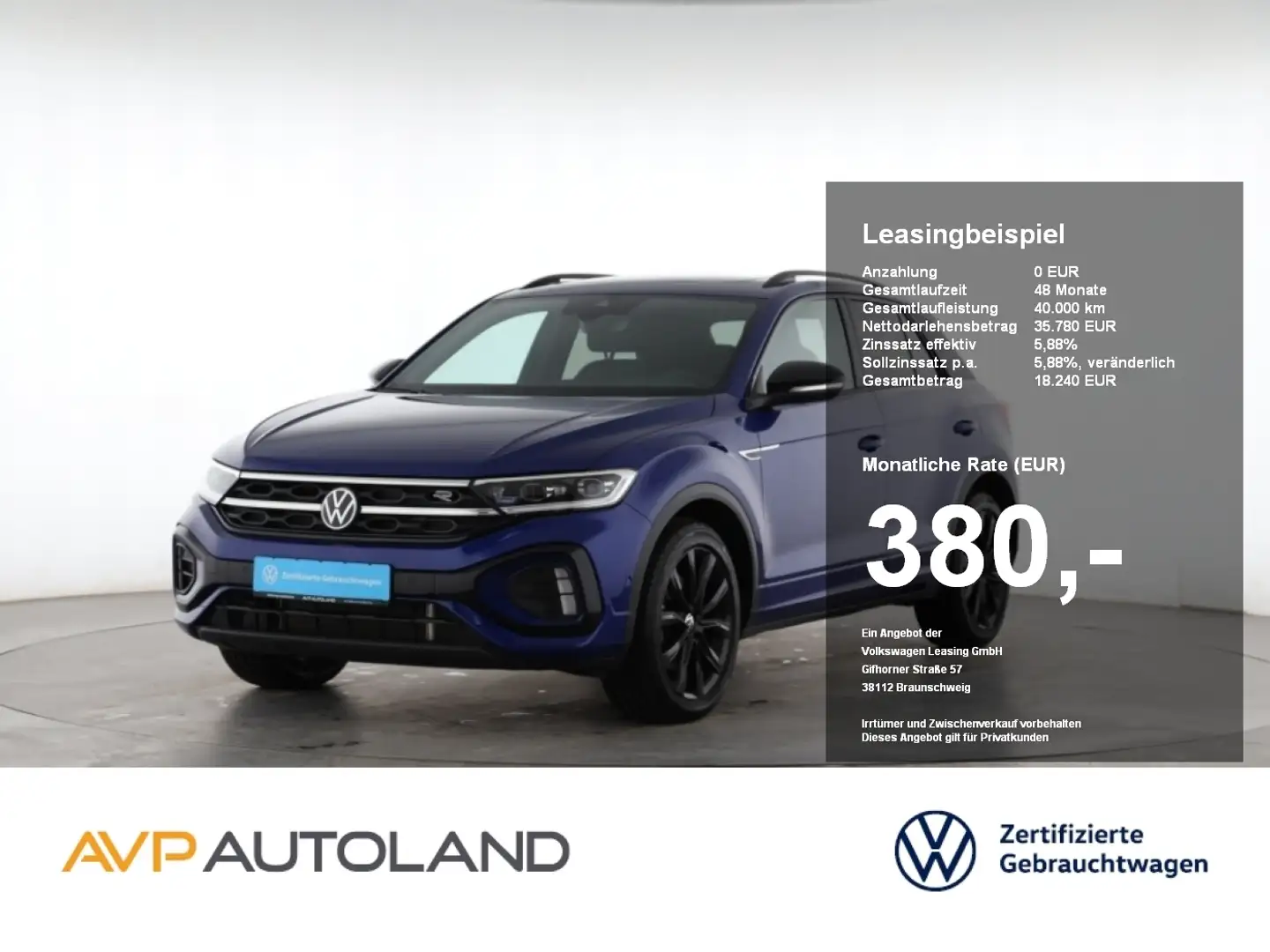 Volkswagen T-Roc 2.0 TDI DSG 4MOTION R-Line BLACK STYLE Blau - 1