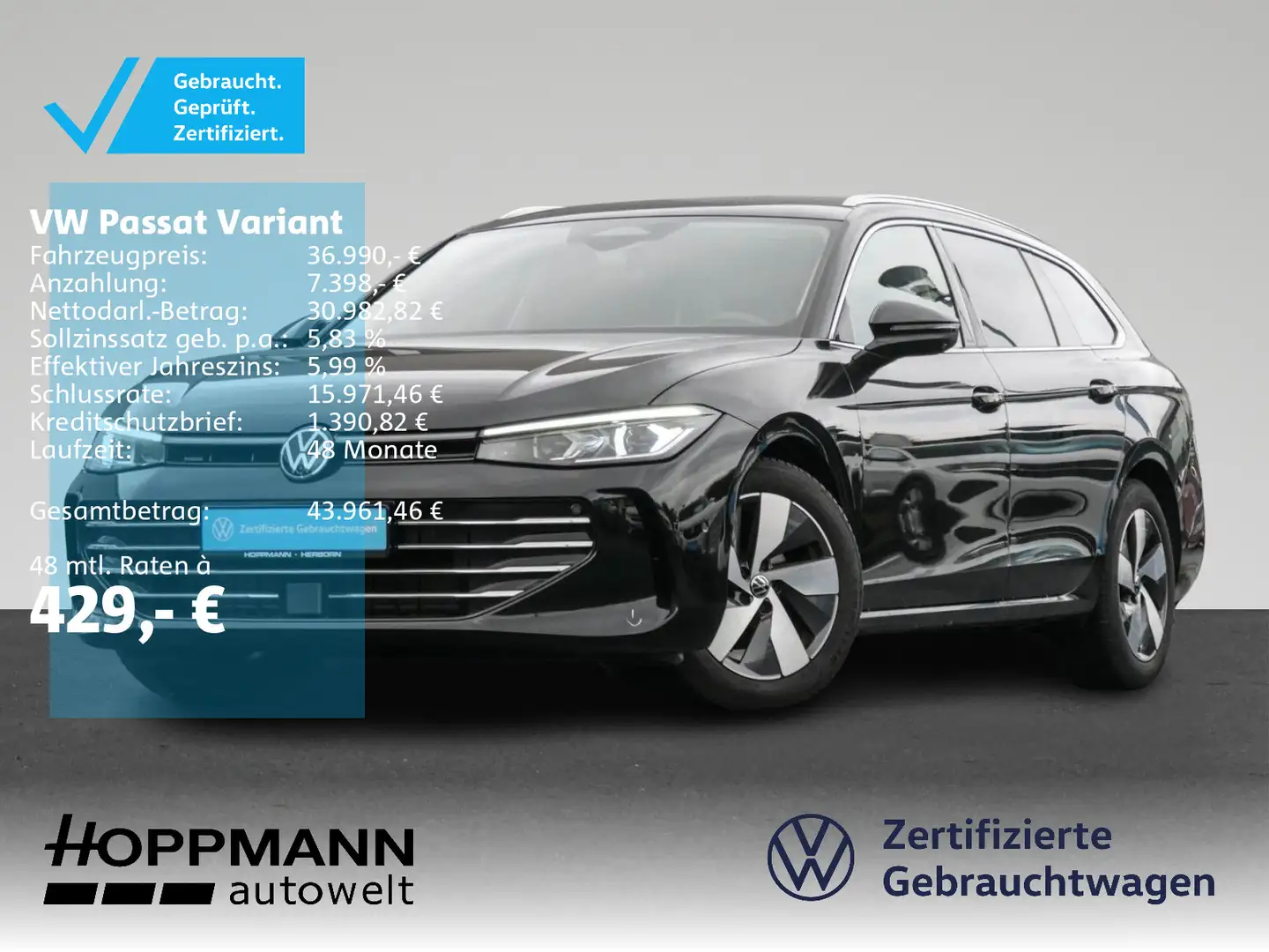 Volkswagen Passat Variant 2.0 TDI Elegance AHK ACC App-Conn Schwarz - 1