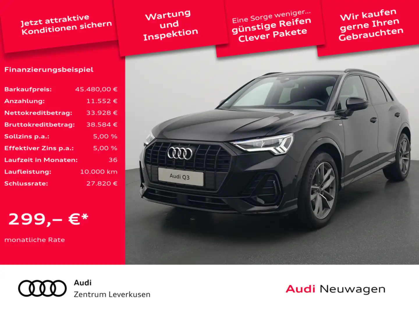Audi Q3 S line ACC AHK PANO LED NAVI VIRT KAM KLIM Schwarz - 1