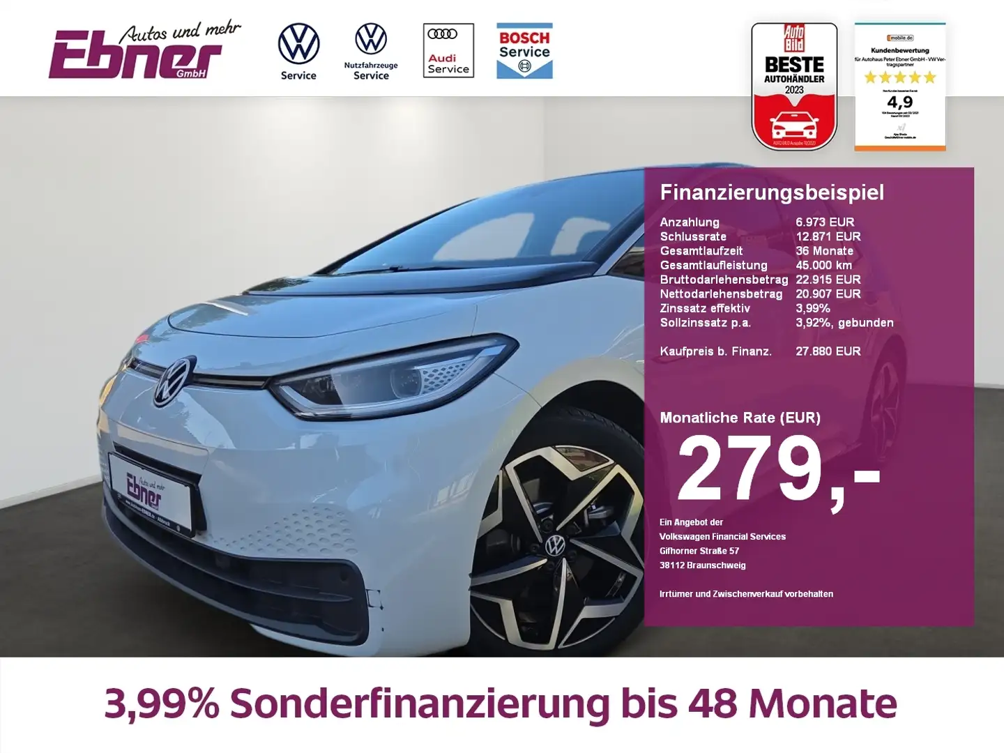 Volkswagen ID.3 PRO S 82KW/h 546KM HEAD-UP+WPUMPE+MATRIX+KEYLESS+N Schwarz - 1