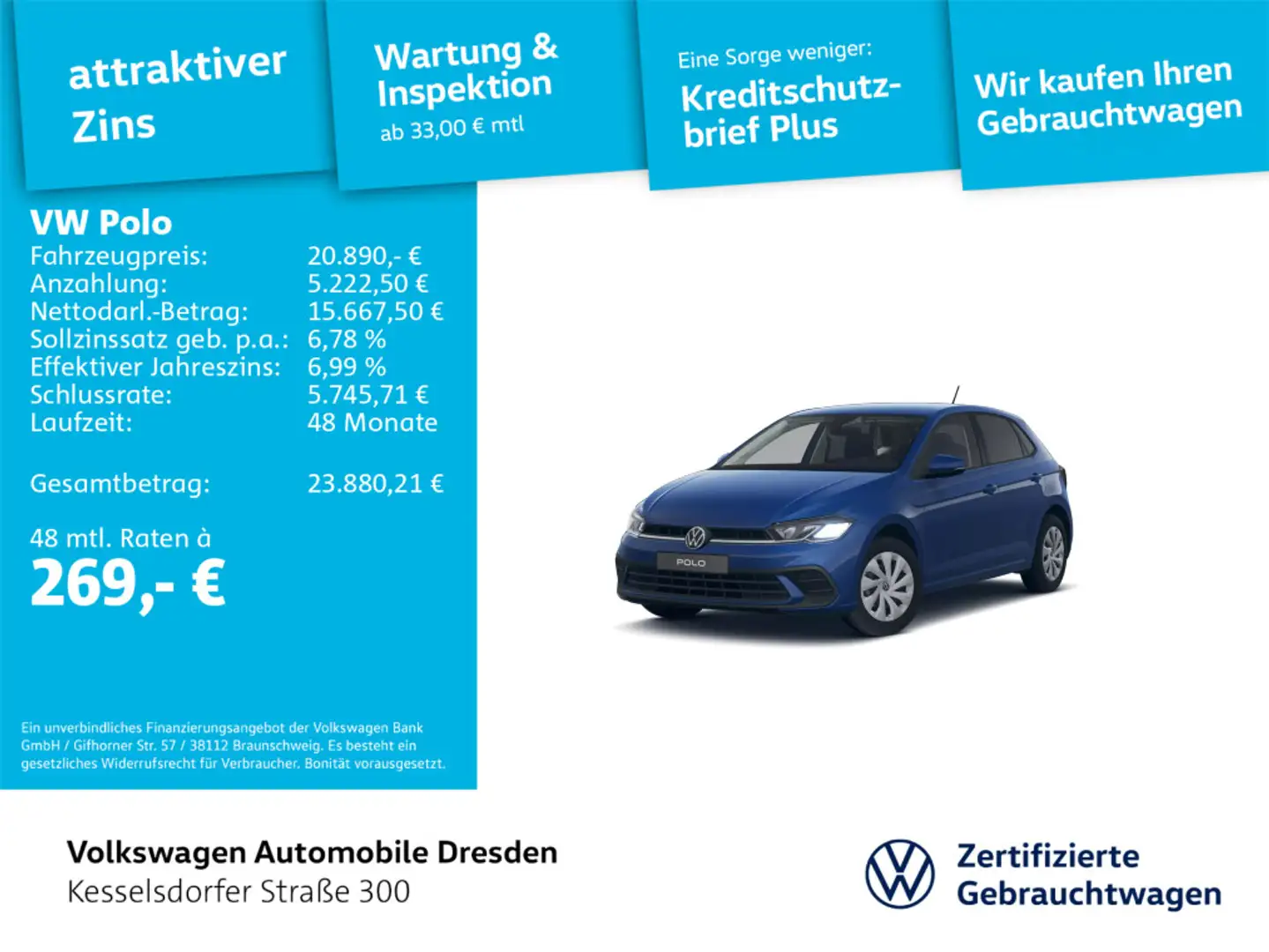 Volkswagen Polo Life 1.0 TSI Blau - 1