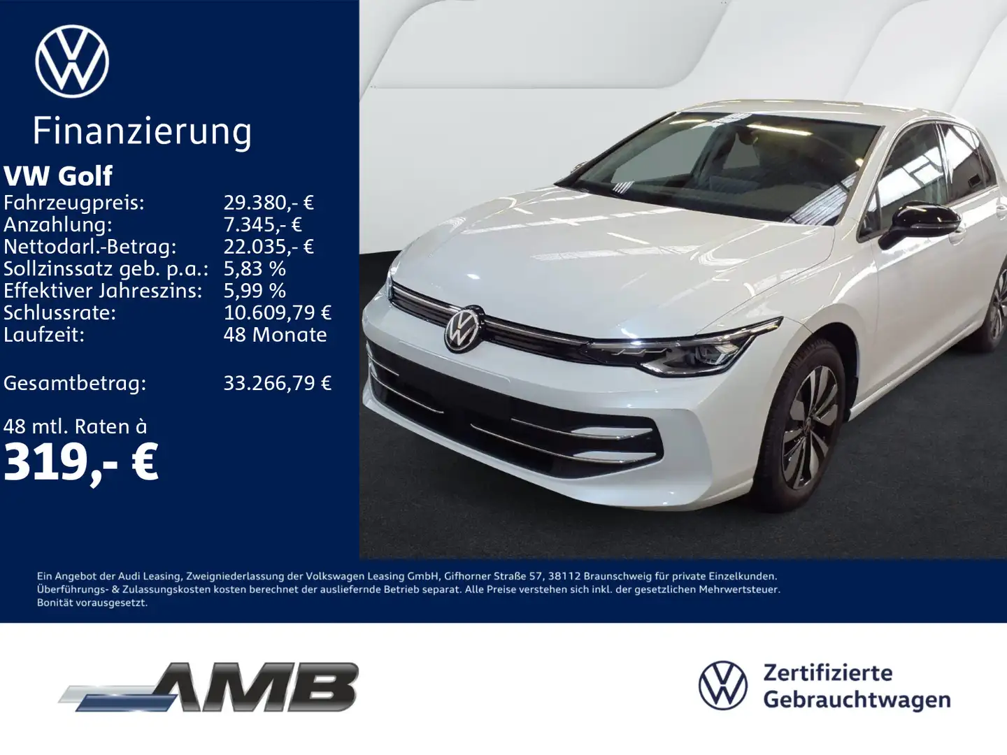 Volkswagen Golf Goal 2.0 TDI DSG/AHK/LED+/Travel/Nav/Sitzhz Weiß - 1