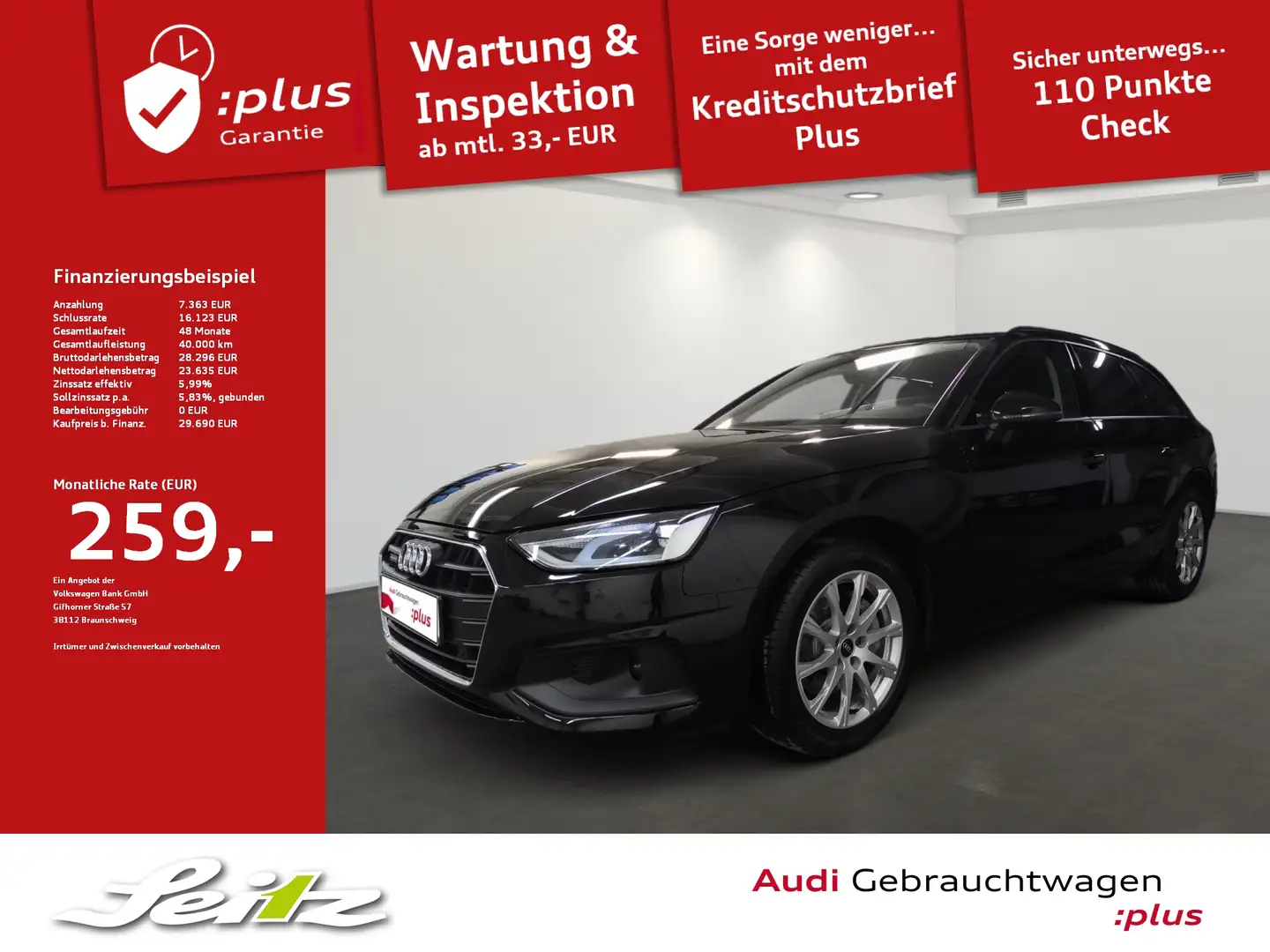 Audi A4 Avant 40 TFSI quattro *LED*PDC*SITZH* Schwarz - 1