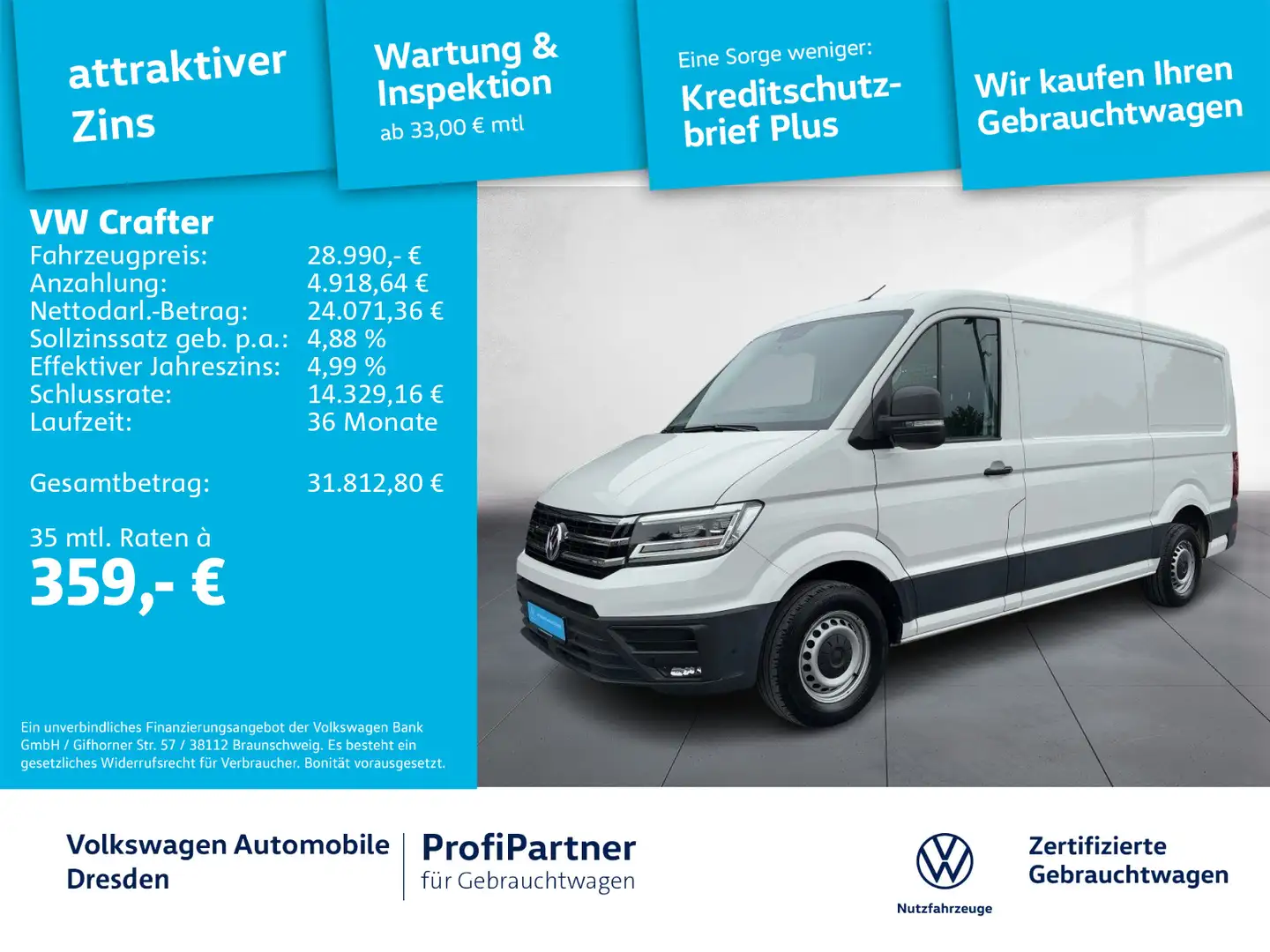 Volkswagen Crafter Kasten 35 4M MR AUT KLIMA NAV LED STH GR Blanc - 1