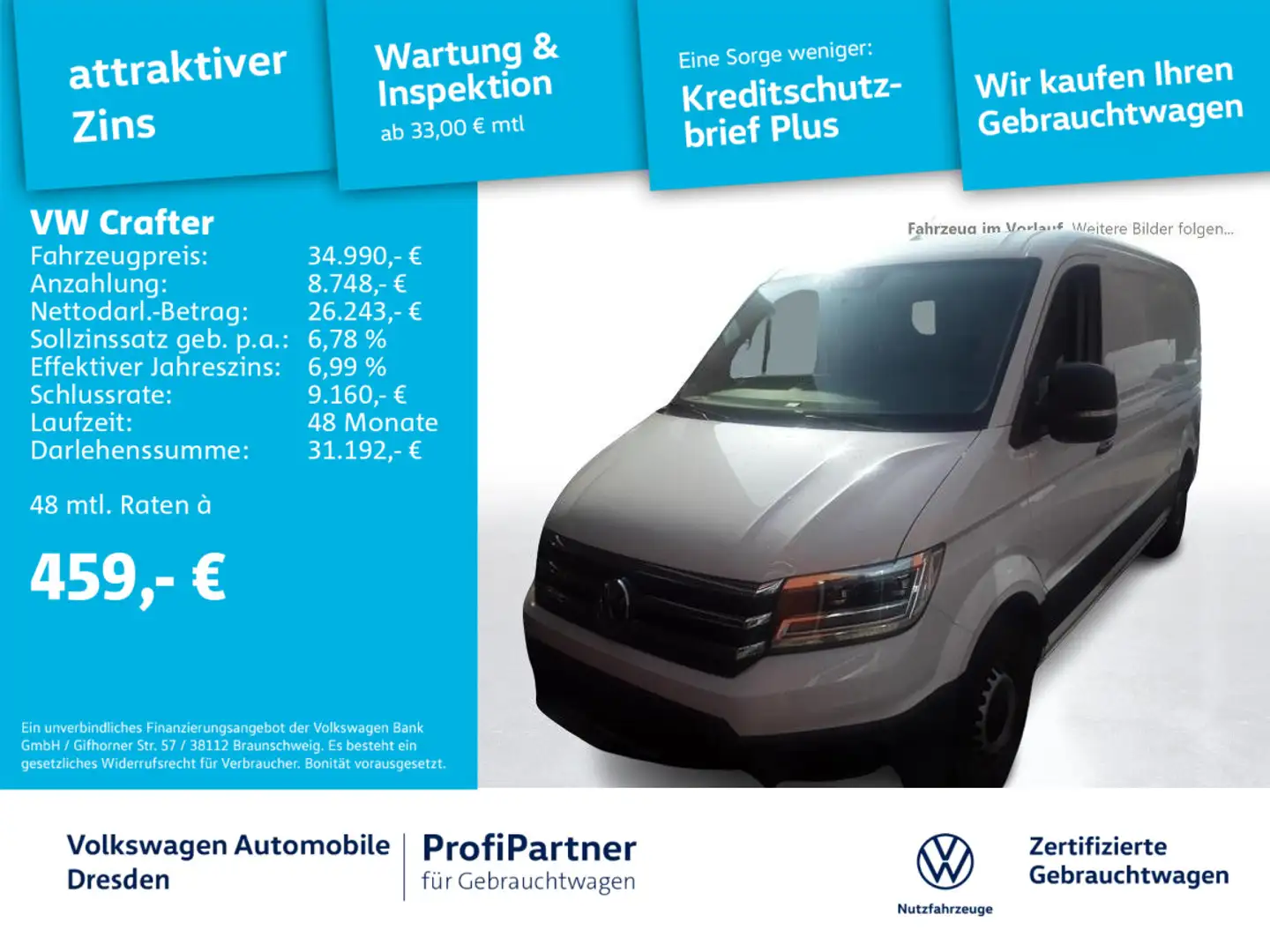 Volkswagen Crafter Kasten 35 4M MR AUT KLIMA NAV LED STH GR Weiß - 1