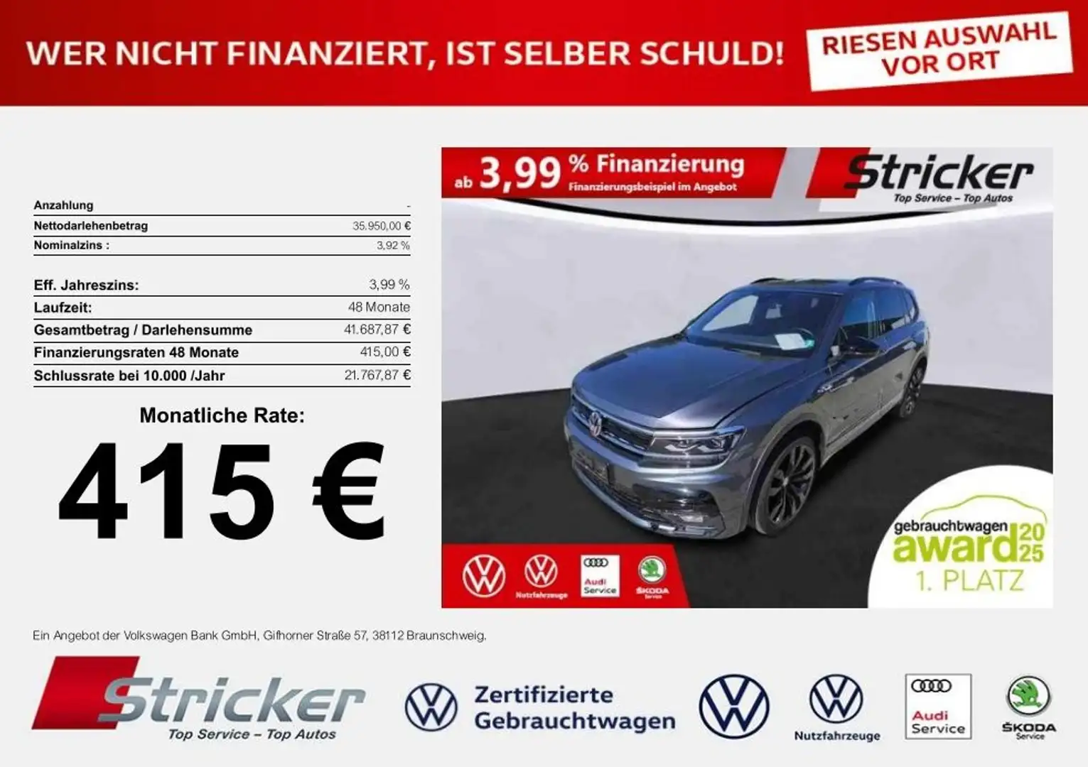 Volkswagen Tiguan Allspace R-Line Black Style 2.0TDI DSG 4M 415,-ohne Anzahl Grau - 1
