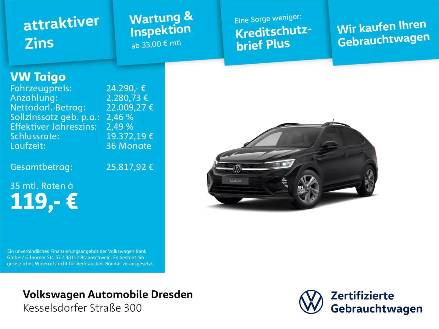 Volkswagen Taigo R-Line 1.0 TSI Schwarz - 1