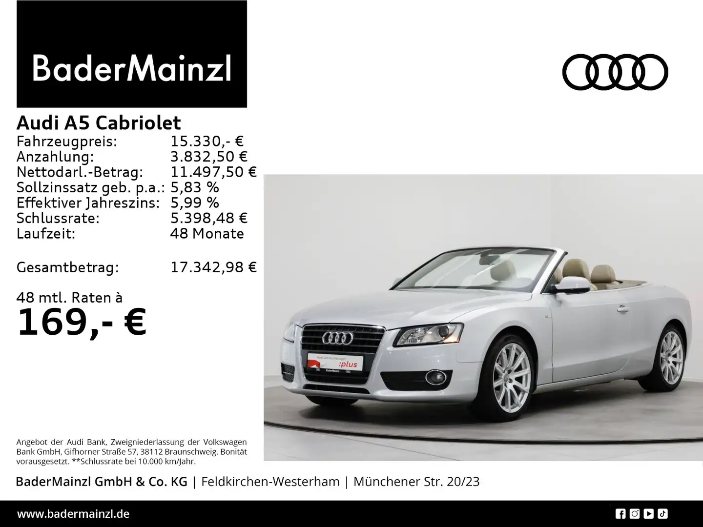 Audi A5 2.0 TFSI tiptronic SHZ Leder Alu Argent - 1