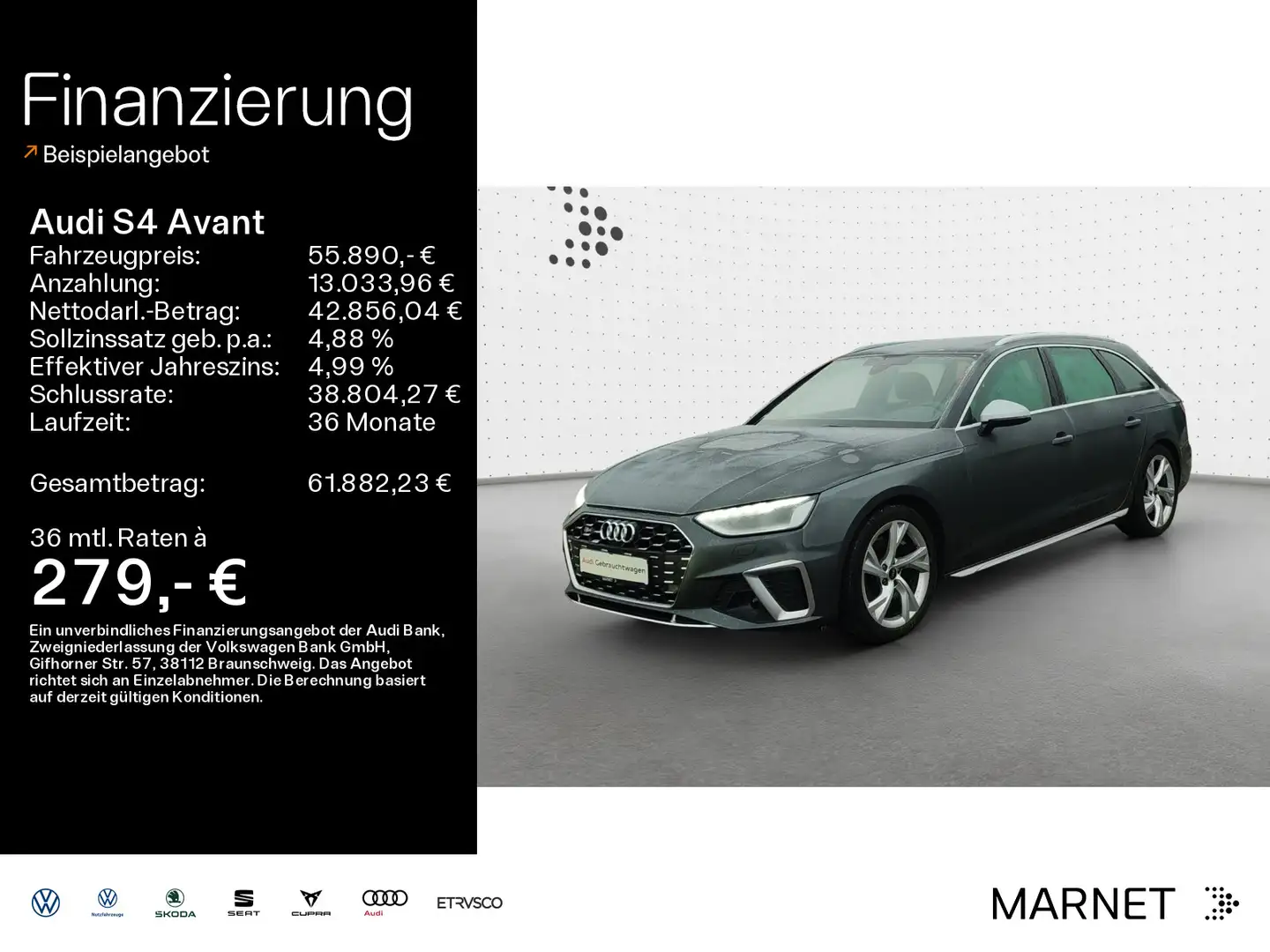 Audi S4 TDI quattro*Navi*Matrix*Alu*HUD*B&O*PDC Grau - 1