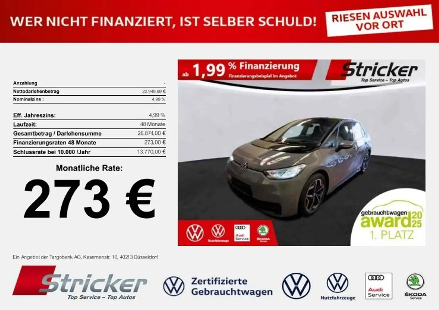 Volkswagen ID.3 Pro S 150/77 273,-ohne Anzahlung Navi Kamera Sitz Grau - 1