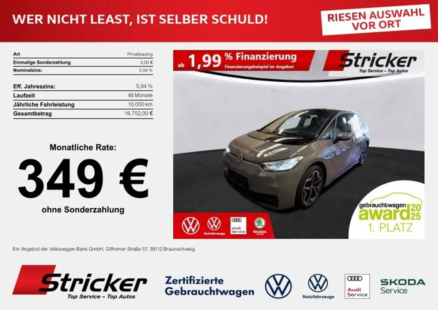 Volkswagen ID.3 Pro S 150/77 273,-ohne Anzahlung Navi Kamera Sitz Grau - 2