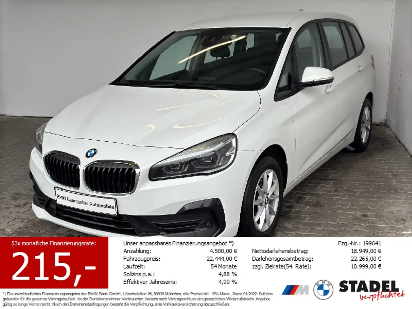 BMW 216 d Gran Tourer Navi.LED.ParkAs.Sitzheiz.Temp Weiß - 1