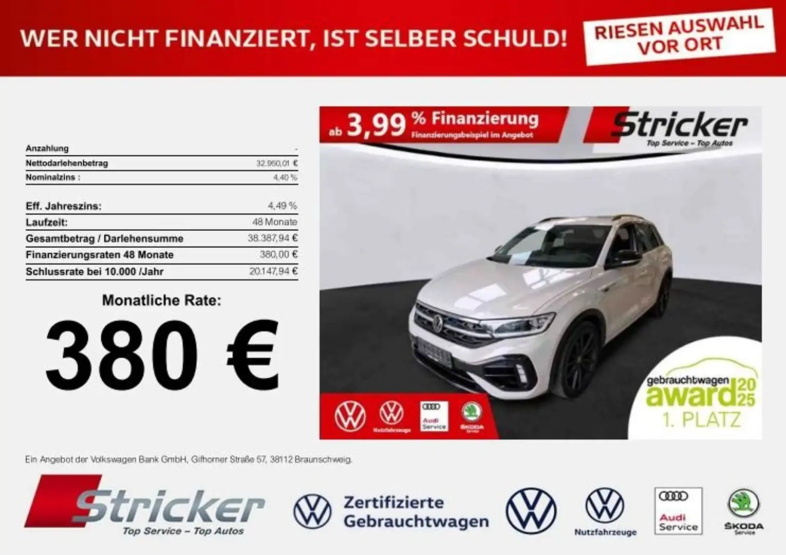 Volkswagen T-Roc R Black Style 2.0TSI  380,-ohne Anzahlung Akrapov Grau - 1