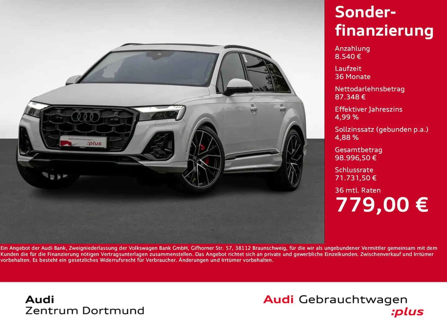 Audi SQ7 quattro BLACKPAK PANO AHK 360°CAM ACC LM22 Weiß - 1