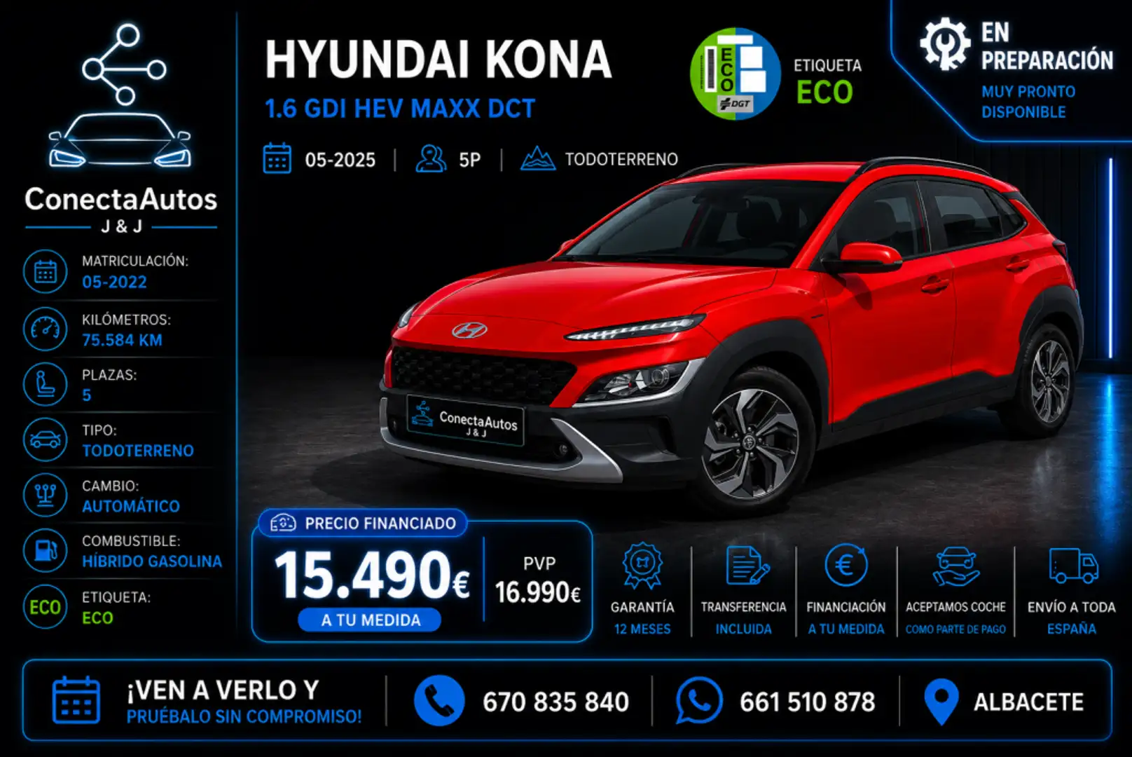 Hyundai KONA HEV 1.6 GDI DT Maxx Rojo - 1