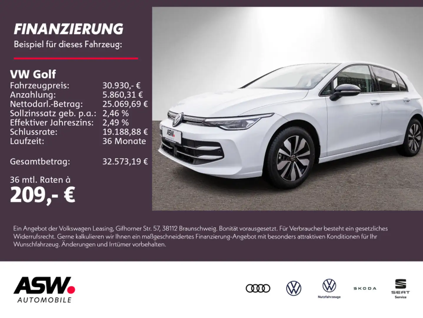 Volkswagen Golf Goal 2.0 TDI DSG LED Navi Klima RFK SHZ AHK Weiß - 1